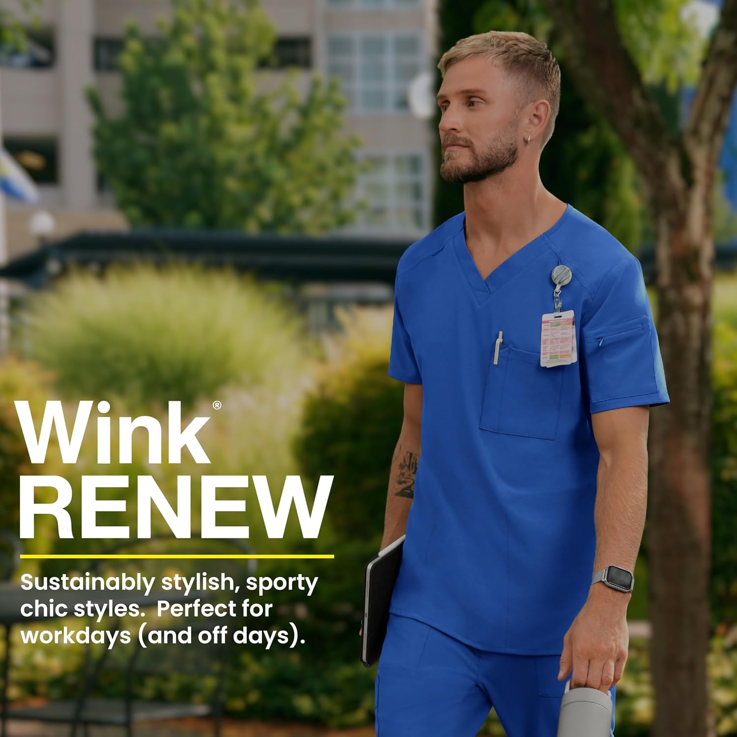 Wink Renew Men’s V-Neck 5 Pocket Scrub Top(Mineral Red)