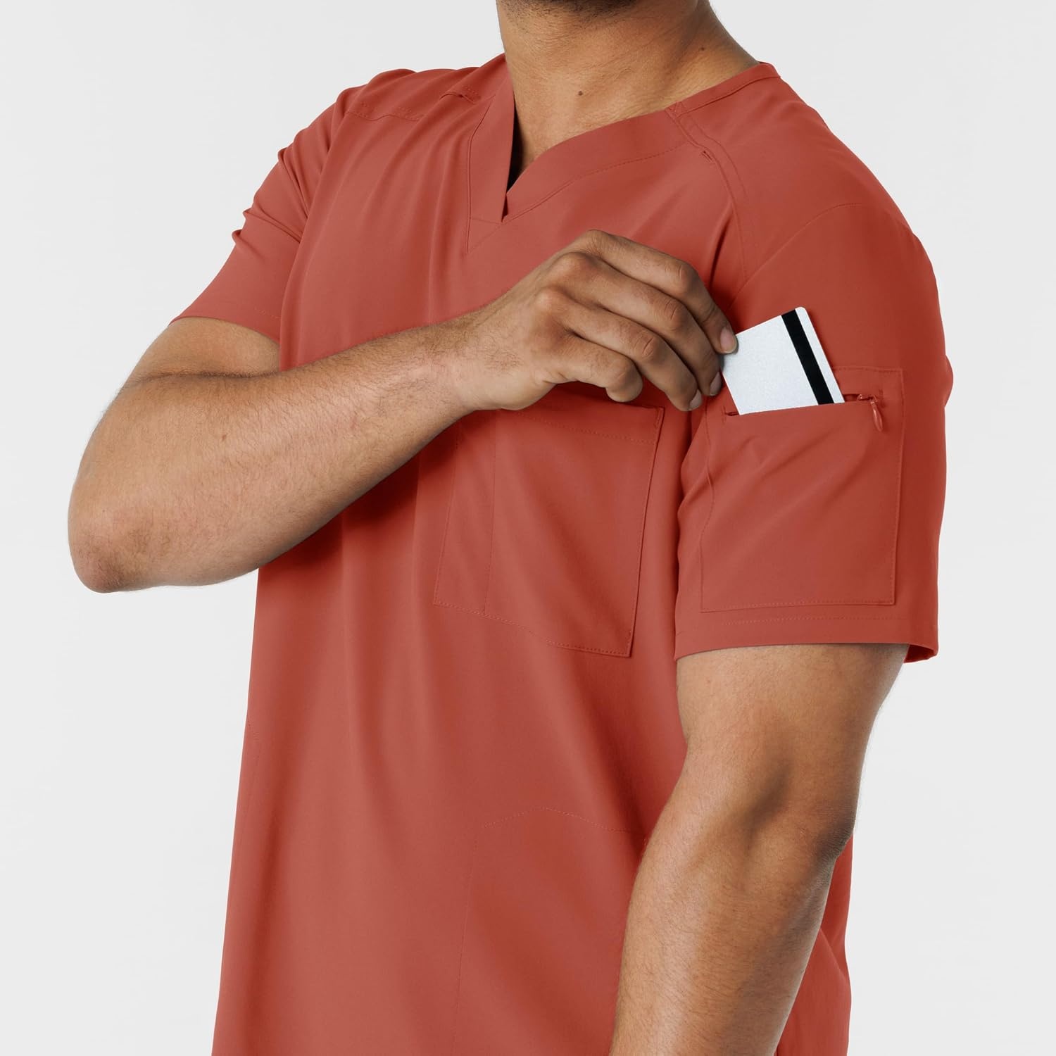 Wink Renew Men’s V-Neck 5 Pocket Scrub Top(Mineral Red)