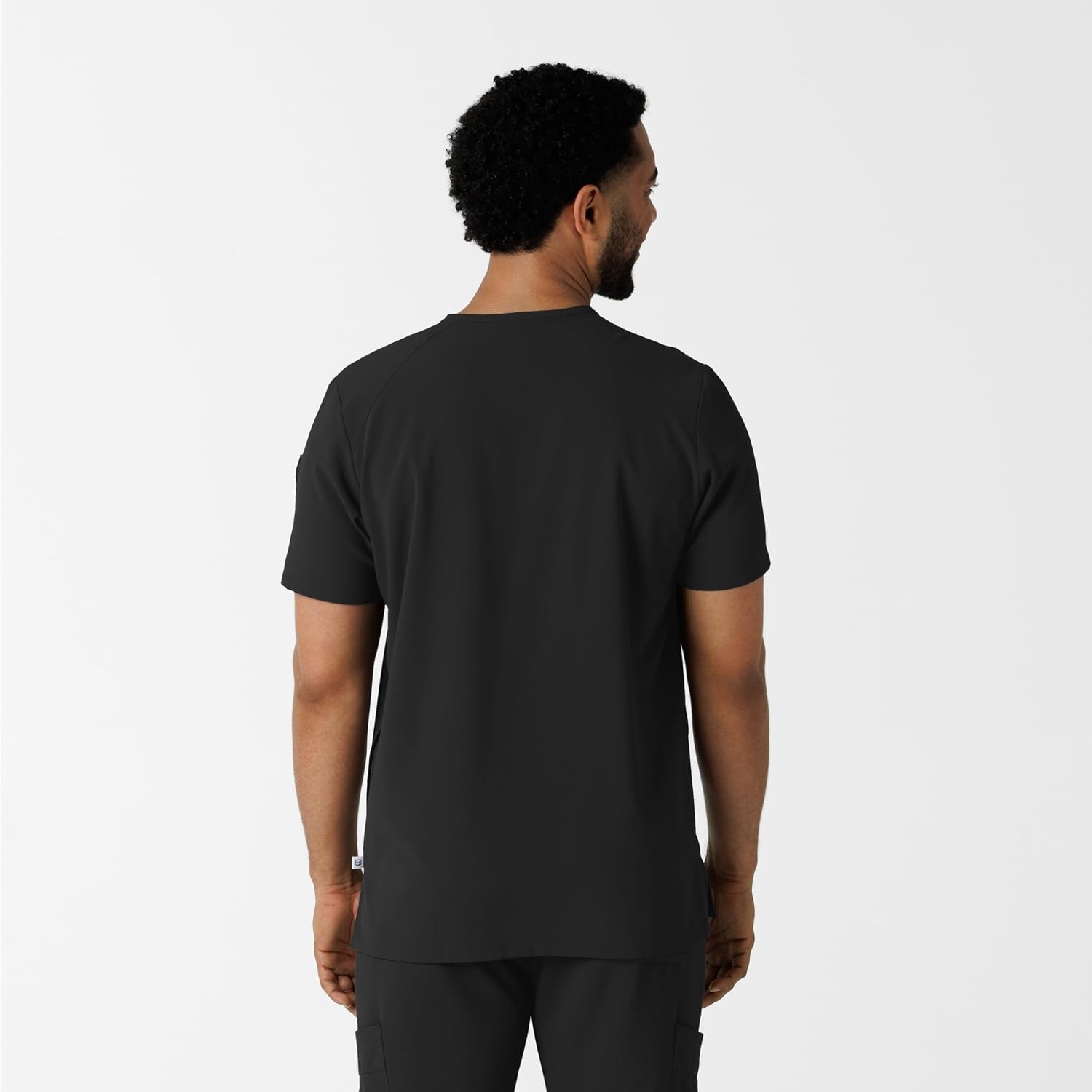 Wink Renew Men’s V-Neck 5 Pocket Scrub Top(Black)