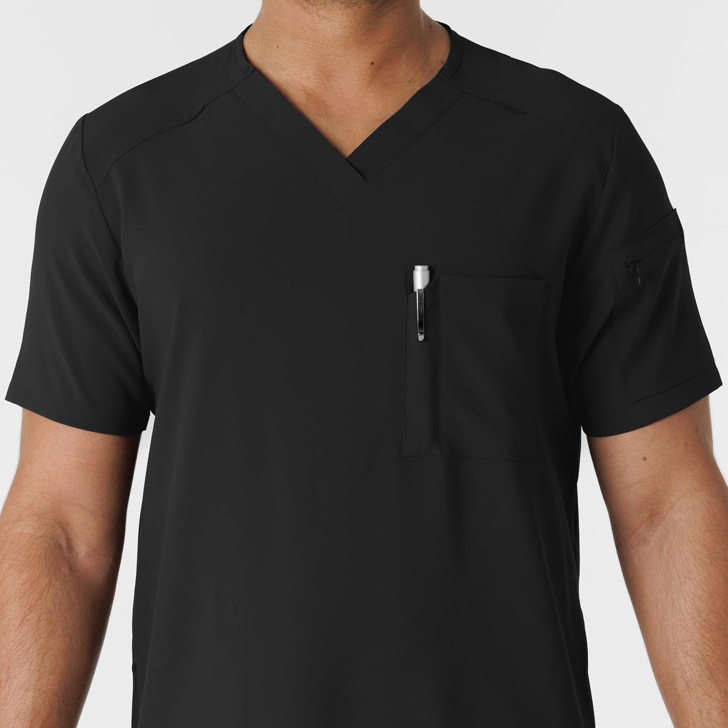 Wink Renew Men’s V-Neck 5 Pocket Scrub Top(Black)