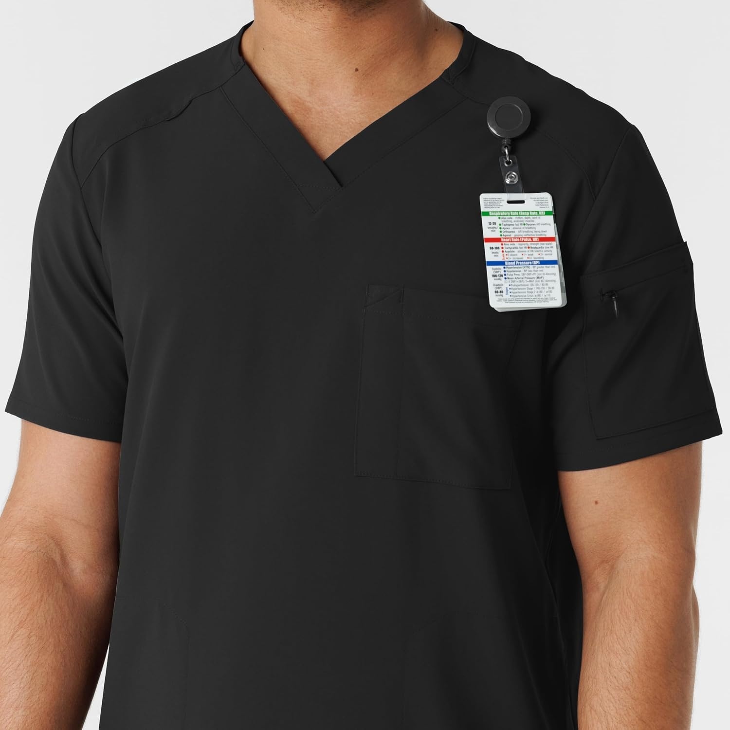 Wink Renew Men’s V-Neck 5 Pocket Scrub Top(Black)