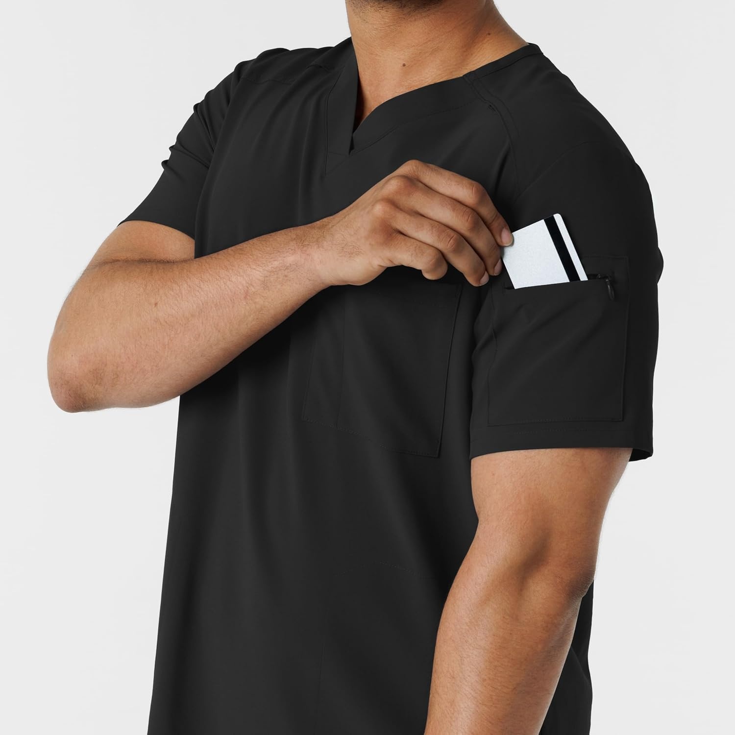 Wink Renew Men’s V-Neck 5 Pocket Scrub Top(Black)