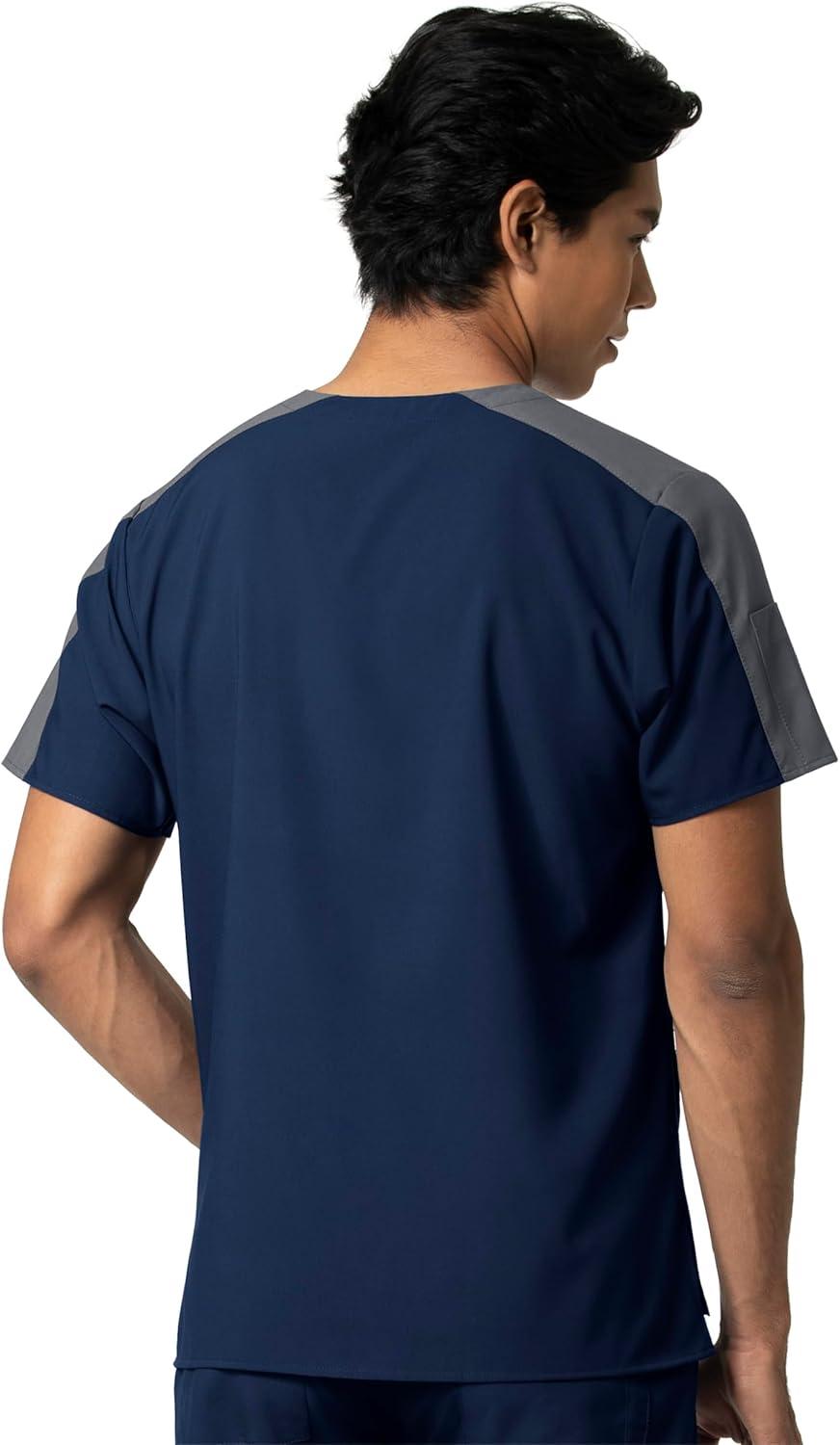 WonderWink Mens Men’s Colorblock Scrub Top(Navy)