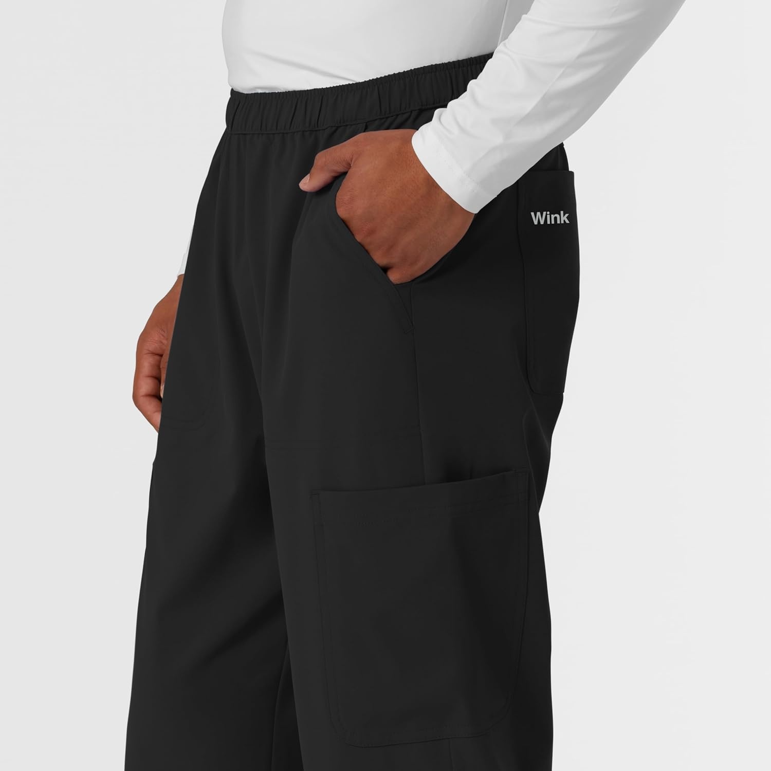 Wink Nurtur Men’s Straight Leg Cargo Scrub Pant(Black)