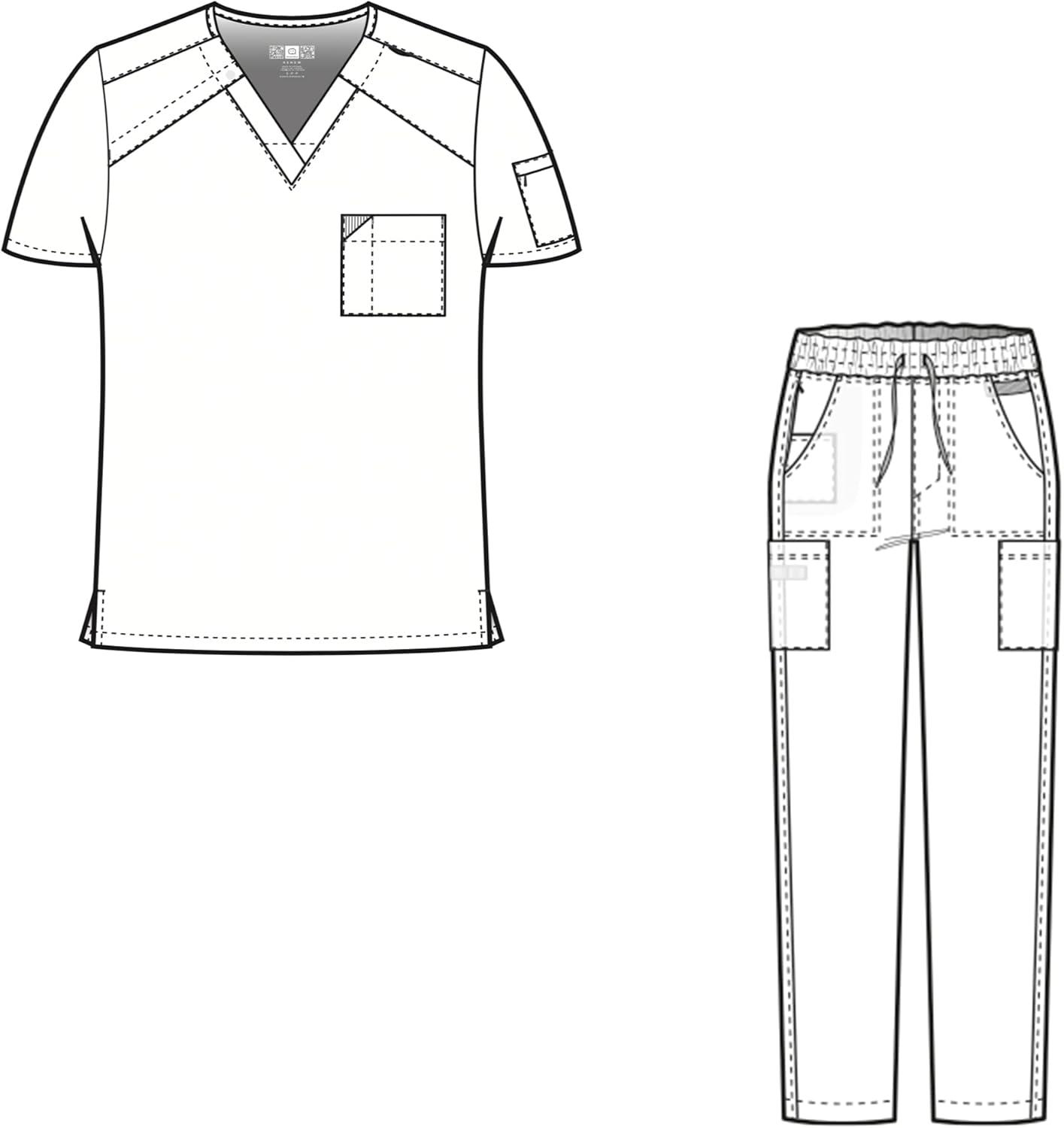 WonderWink RENEW Men’s EZ Zip Top & Men’s Straight Slim Leg Cargo Pant Scrub Set + Badge Reel(Caribbean)