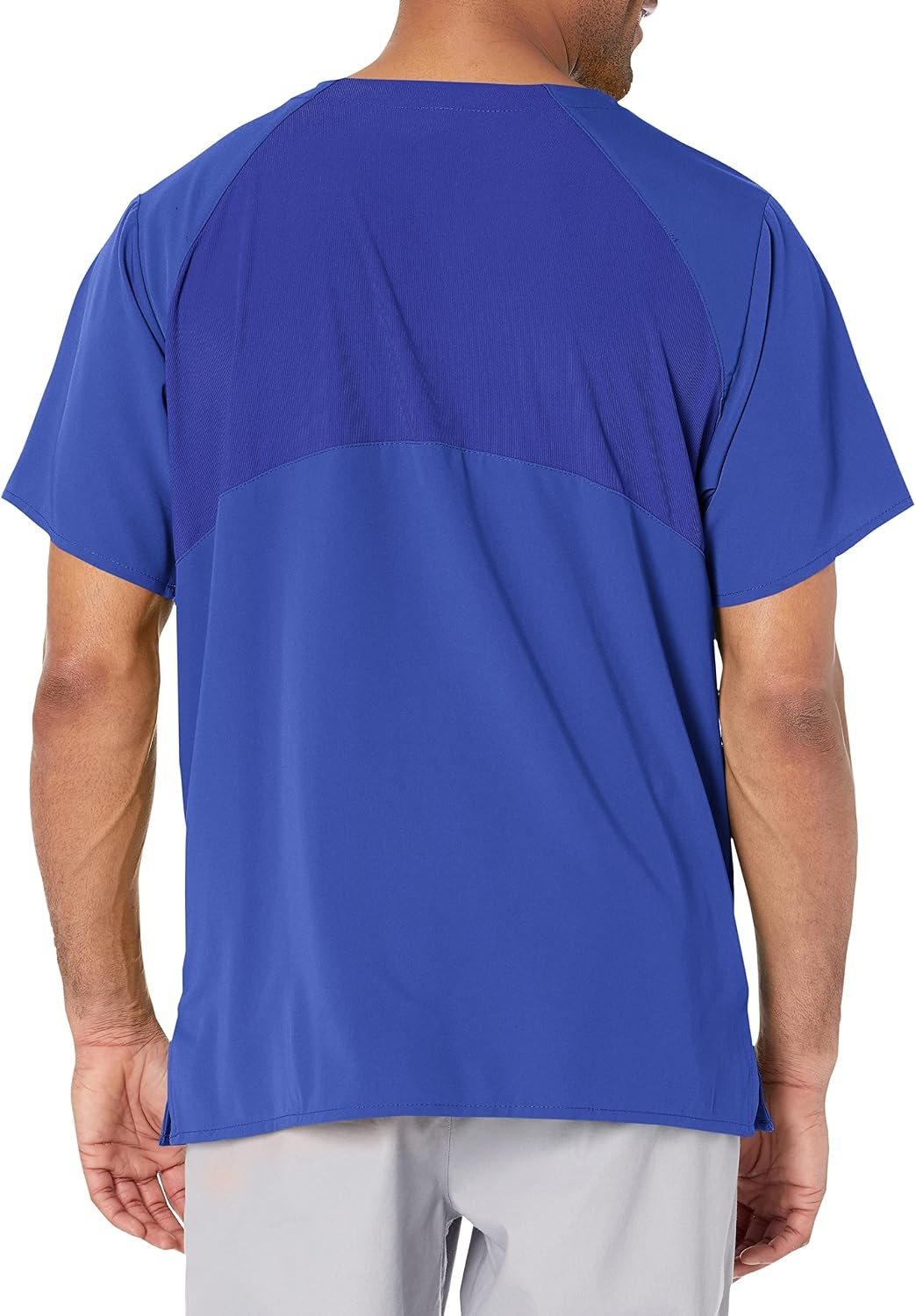 WonderWink Mens Knit Panel V-Neck Top Medical Scrubs Shirt, Galaxy Blue, Medium US