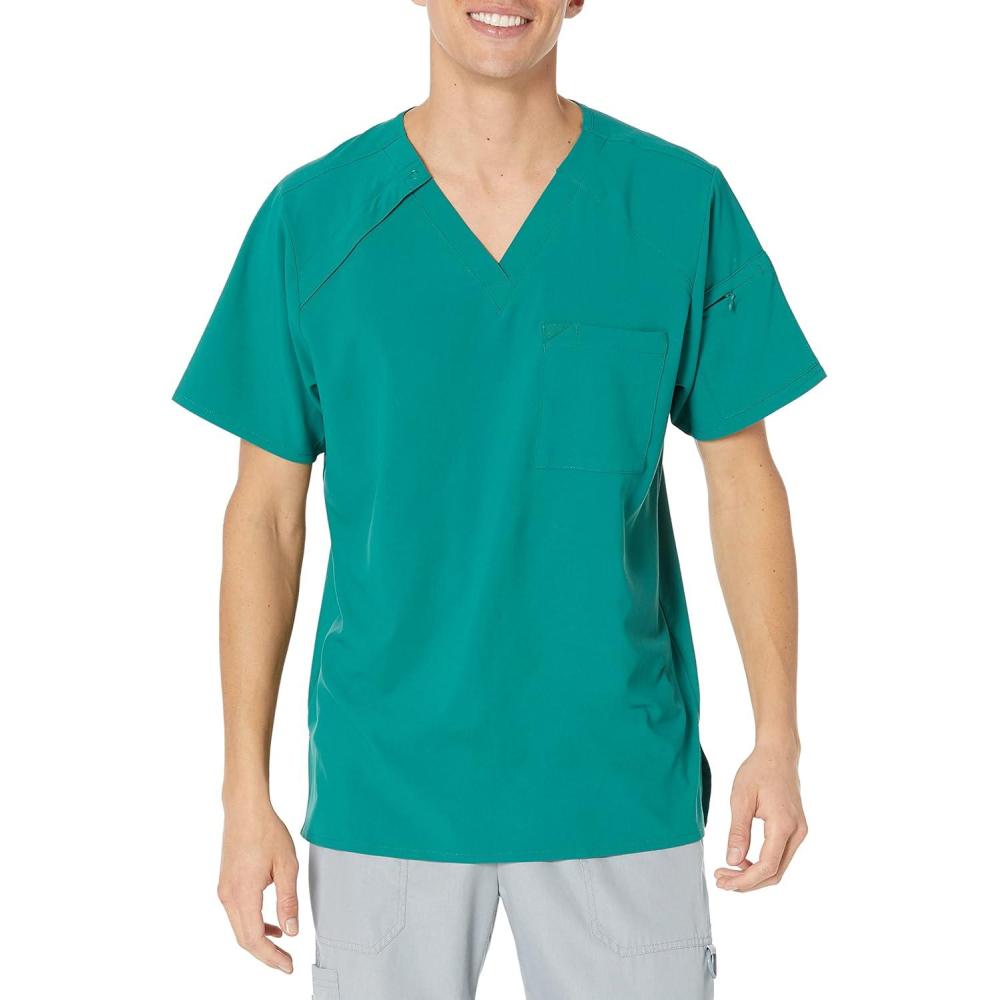 WonderWink Mens Men’s Ez Zip Scrub Top(Hunter)