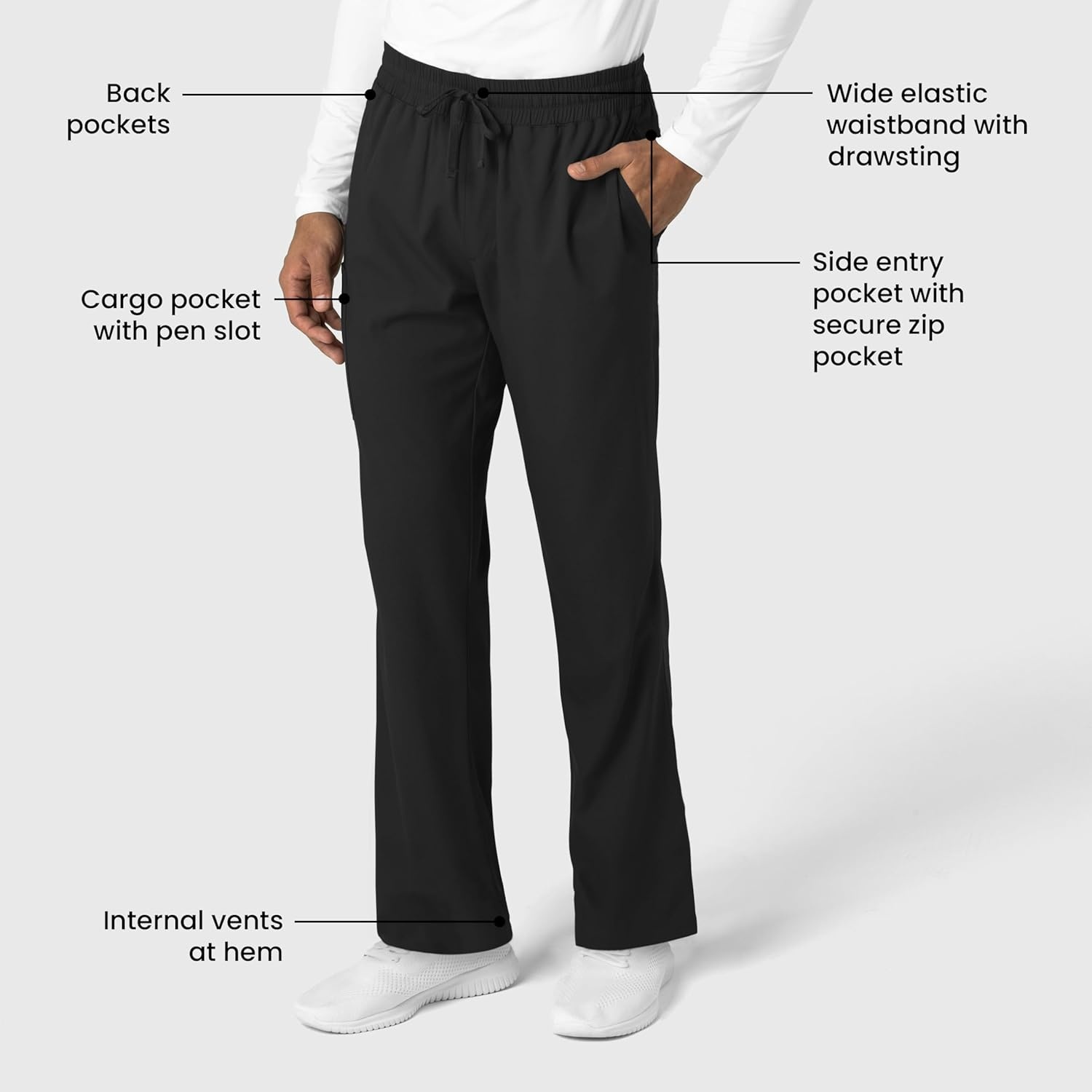 Wink Boundless Men’s Straight Leg Scrub Pant(Black)