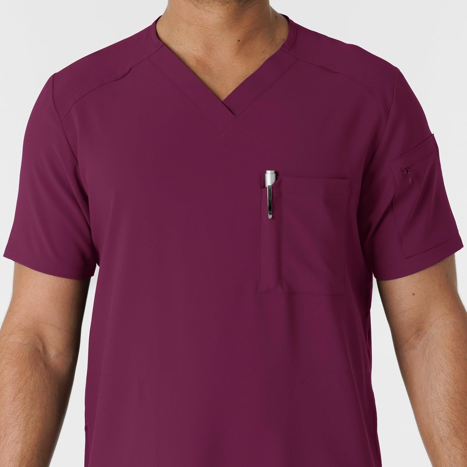 Wink Renew Men’s V-Neck 5 Pocket Scrub Top(Wine)