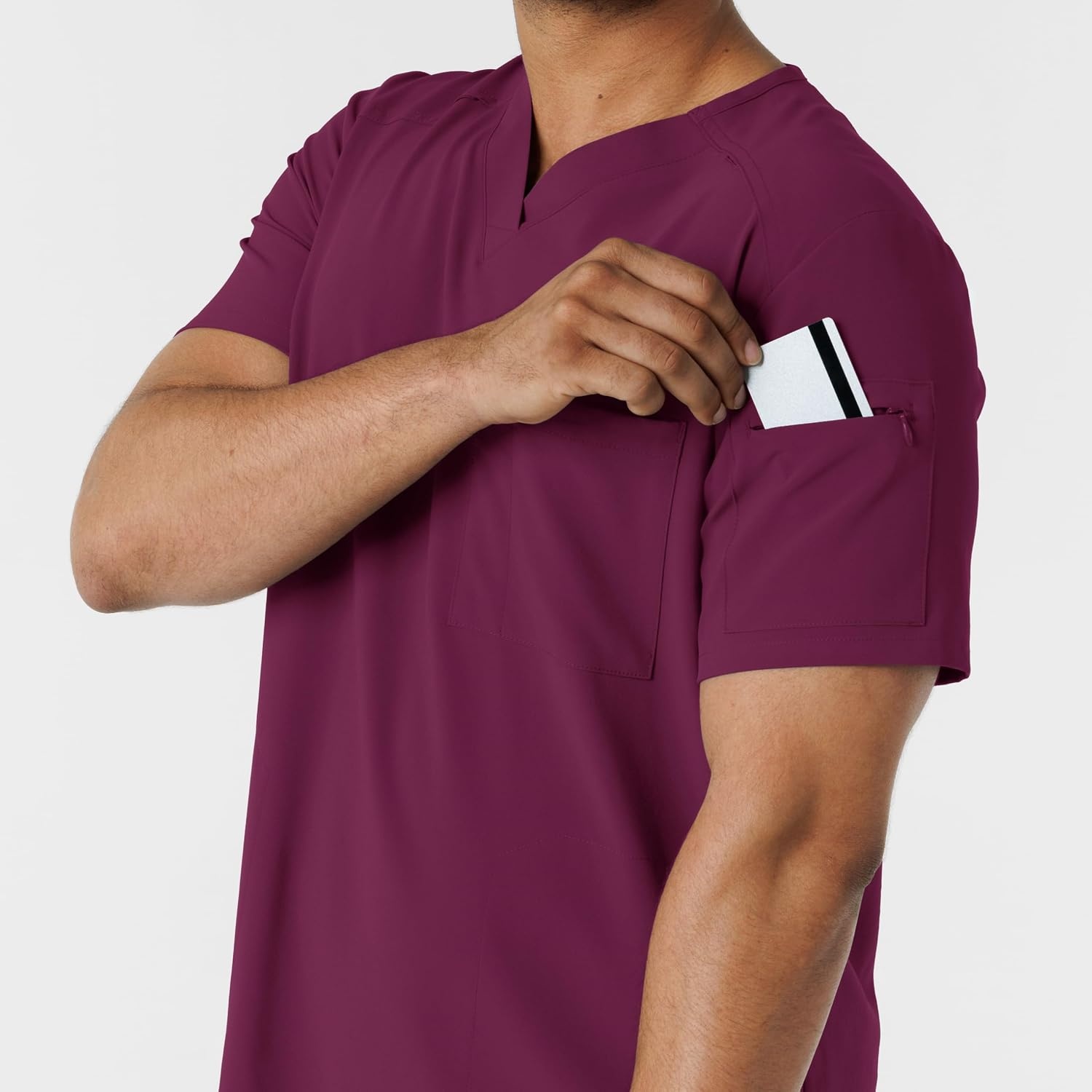 Wink Renew Men’s V-Neck 5 Pocket Scrub Top(Wine)