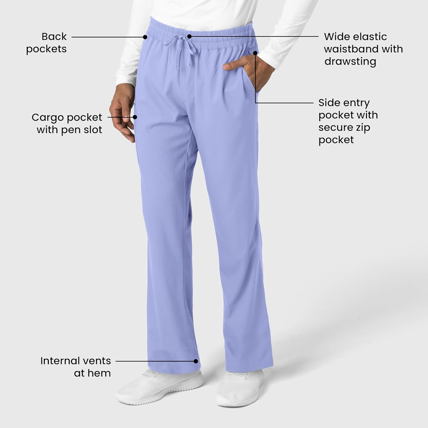 Wink Boundless Men’s Straight Leg Scrub Pant(Ceil Blue)