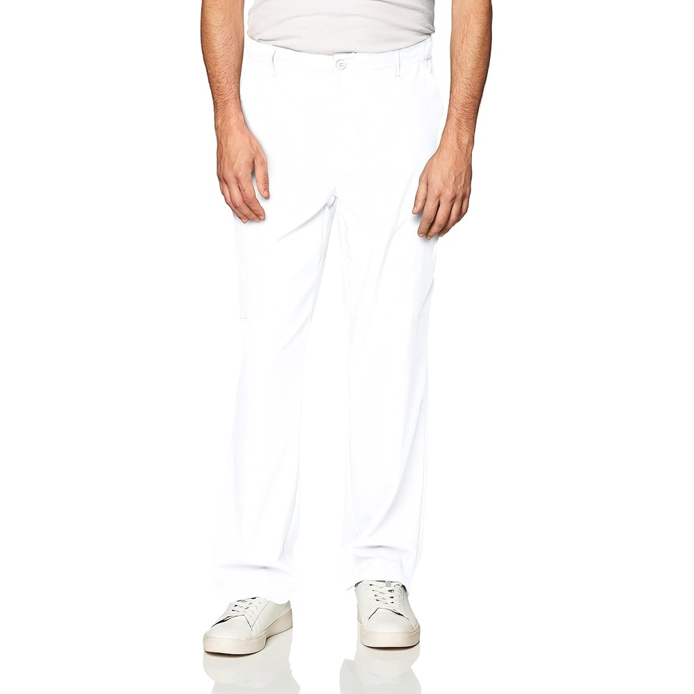 Wink W123 Men’s Flat Front Cargo Scrub Pant(White)