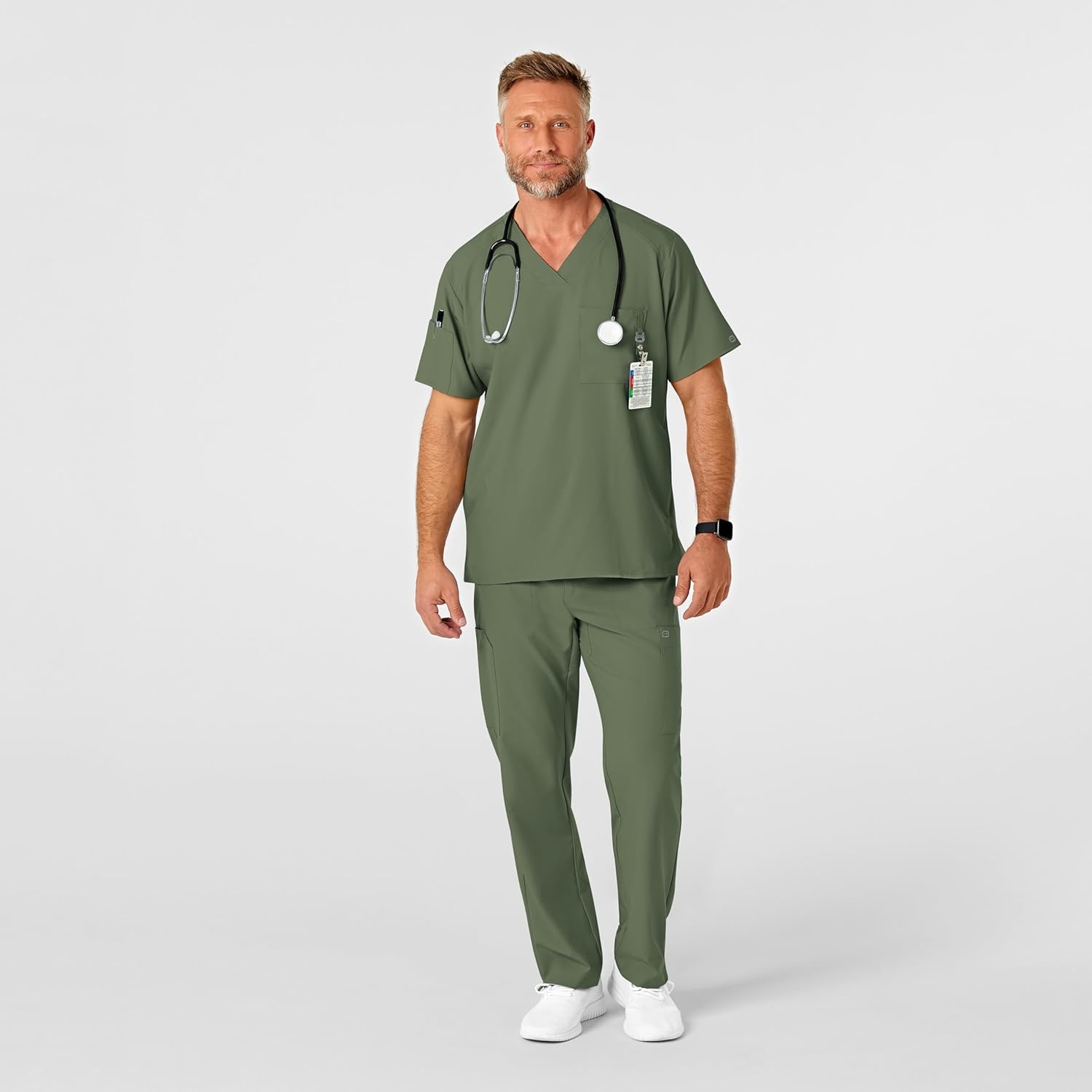 Wink W123 Men’s Flat Front Cargo Scrub Pant(Olive)