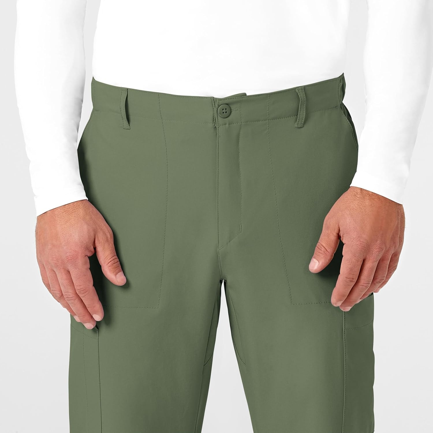 Wink W123 Men’s Flat Front Cargo Scrub Pant(Olive)