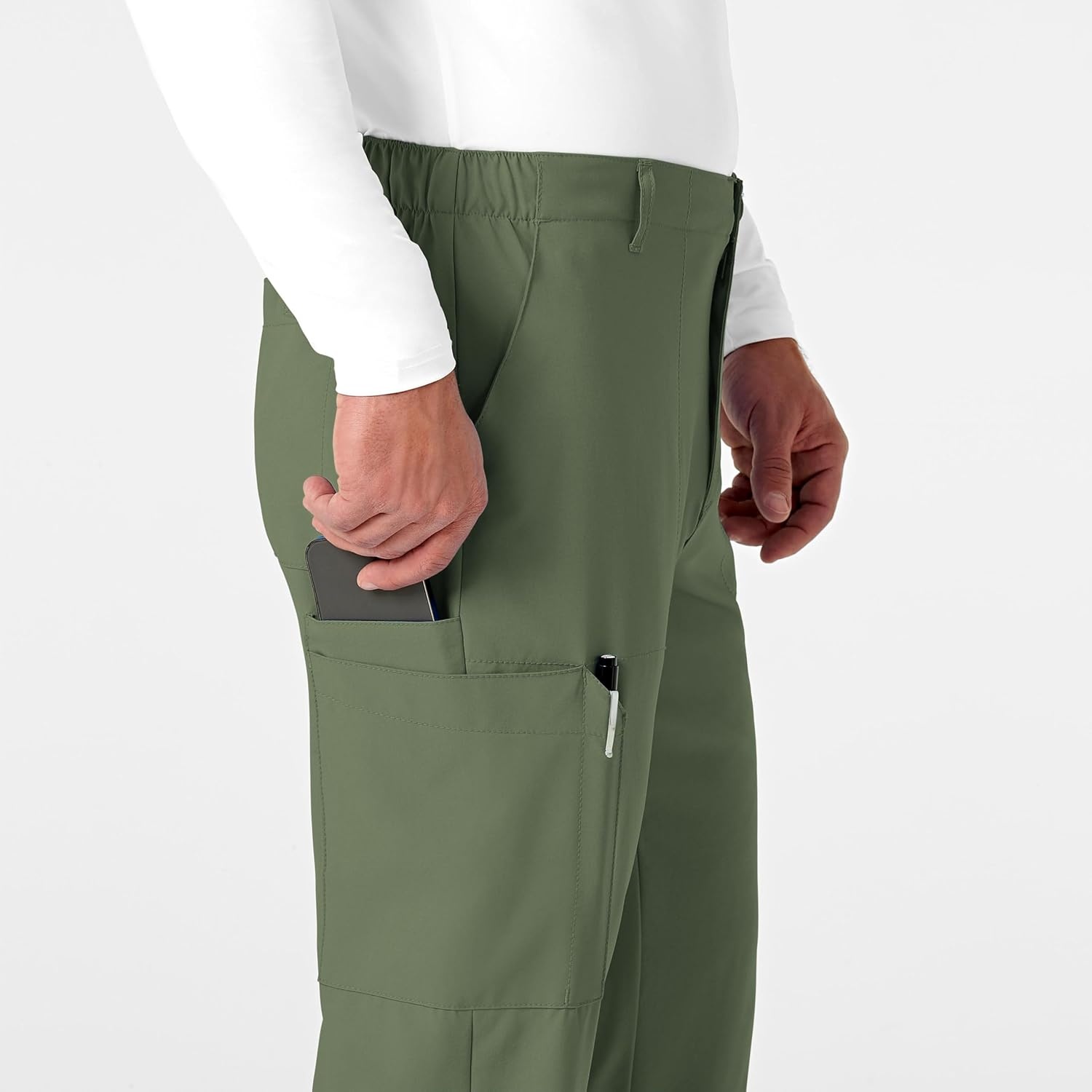 Wink W123 Men’s Flat Front Cargo Scrub Pant(Olive)