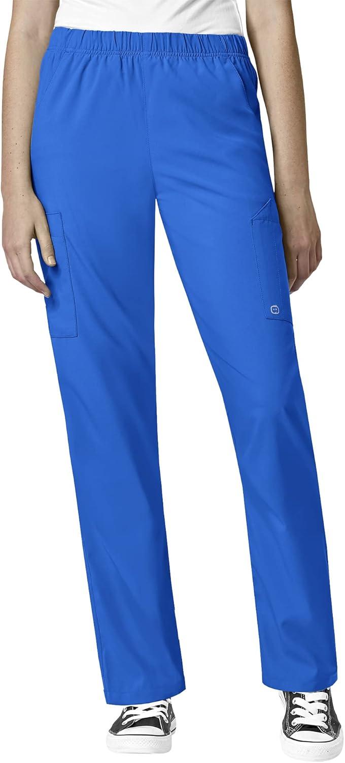 WonderWink W123 Unisex 4-Pocket Utility Top & Unisex Multi-cargo pant Scrub Set + Badge Reel(Royal)