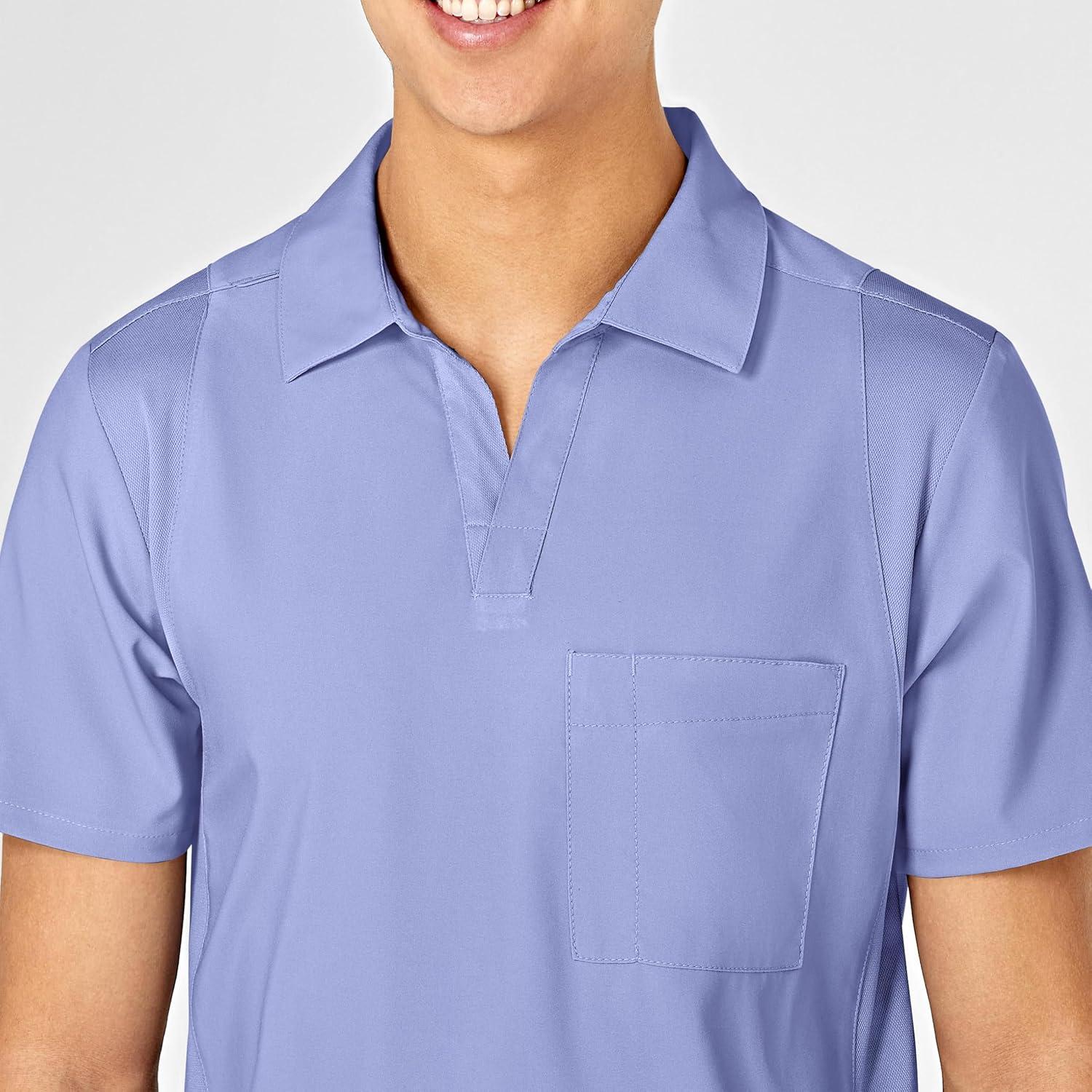 WonderWink Mens Collar Top(Ceil Blue)