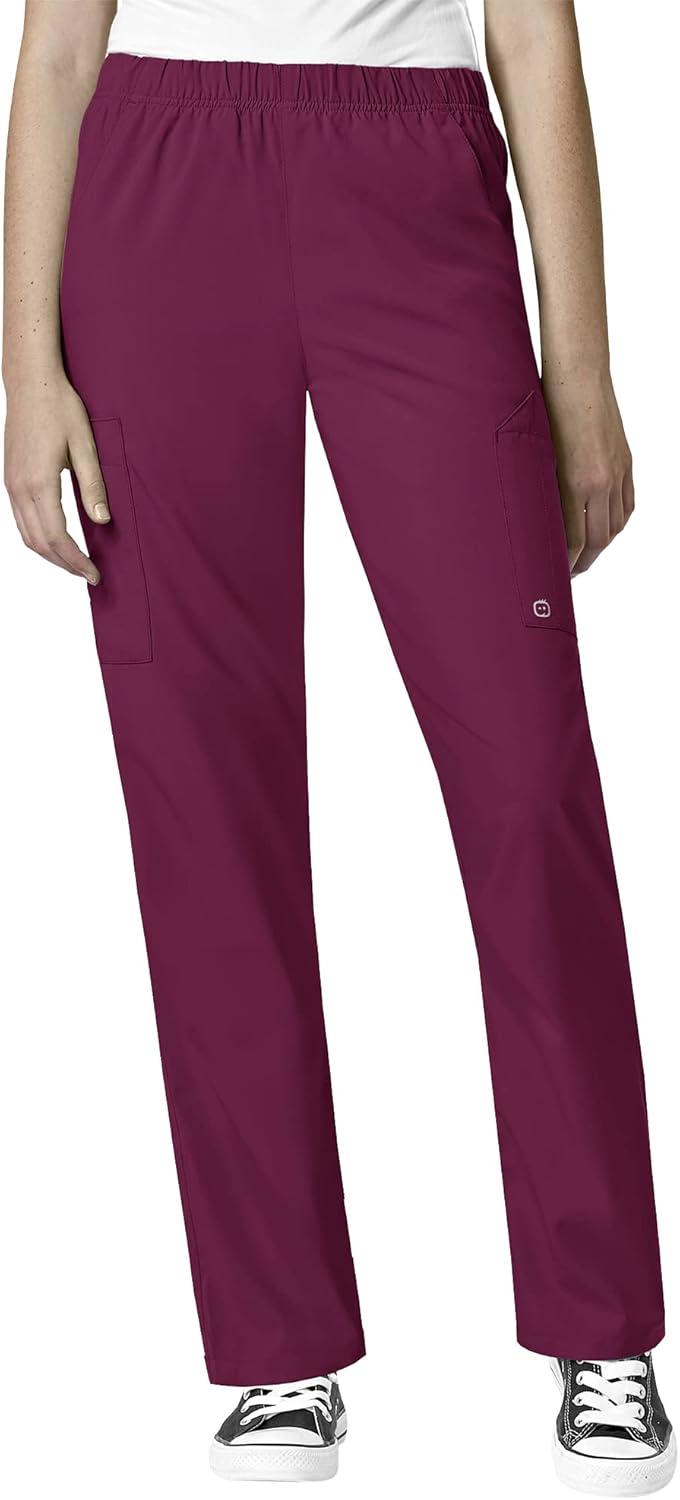 WonderWink W123 Unisex 4-Pocket Utility Top & Unisex Multi-cargo pant Scrub Set + Badge Reel(White)