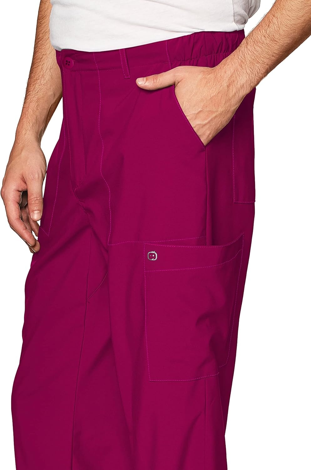 Wink W123 Men’s Flat Front Cargo Scrub Pant(Wine)