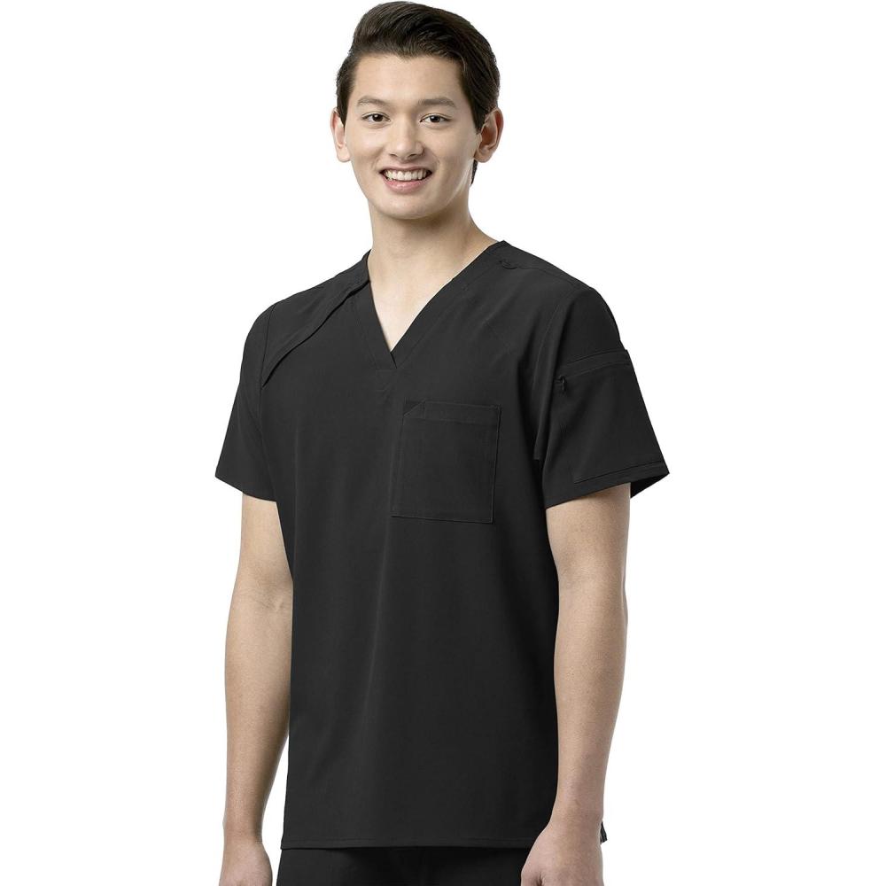 WonderWink Mens Men’s Ez Zip Scrub Top(Black)
