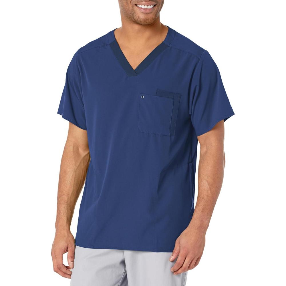 WonderWink Mens Knit Panel V-Neck Scrub Top(Navy)