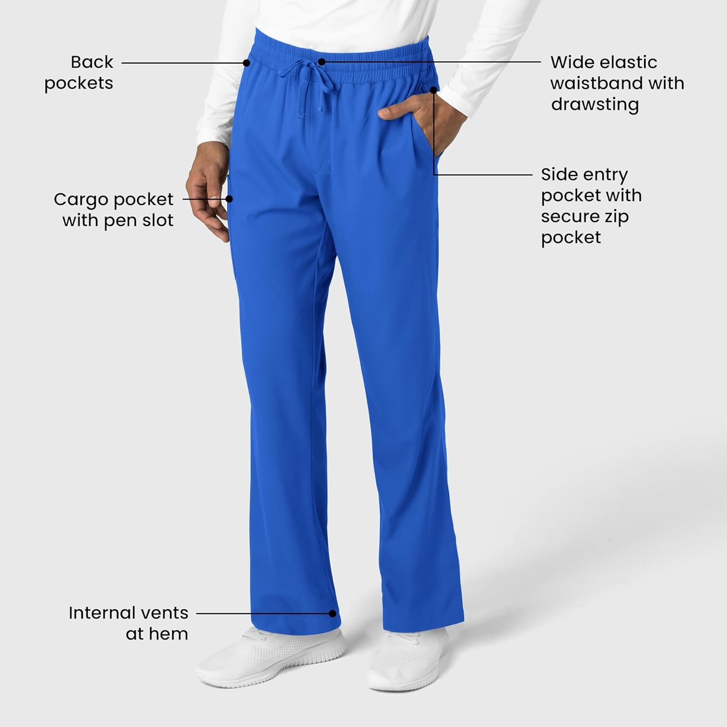 Wink Boundless Men’s Straight Leg Scrub Pant(Royal)