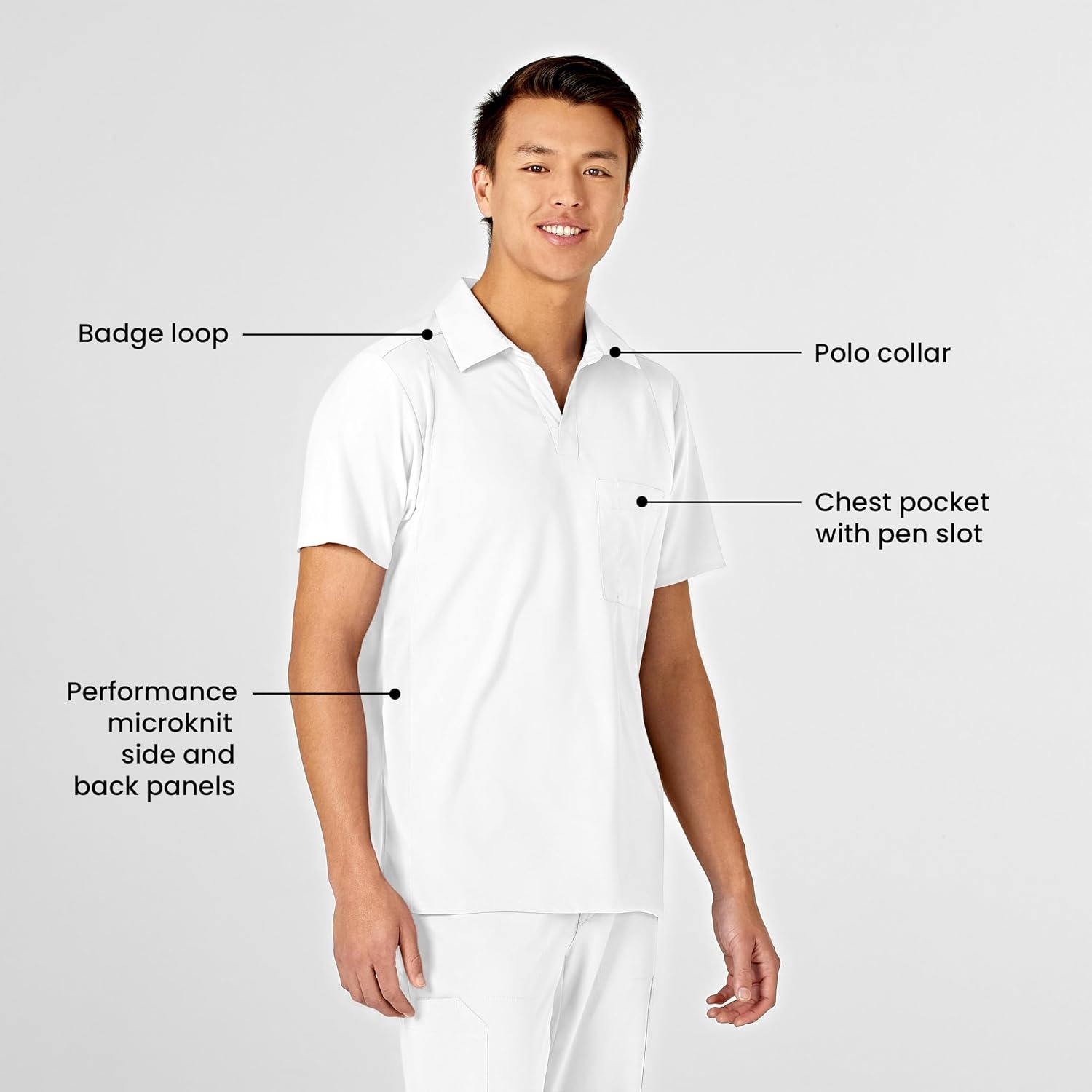 WINK Mens Scrub Top(White)