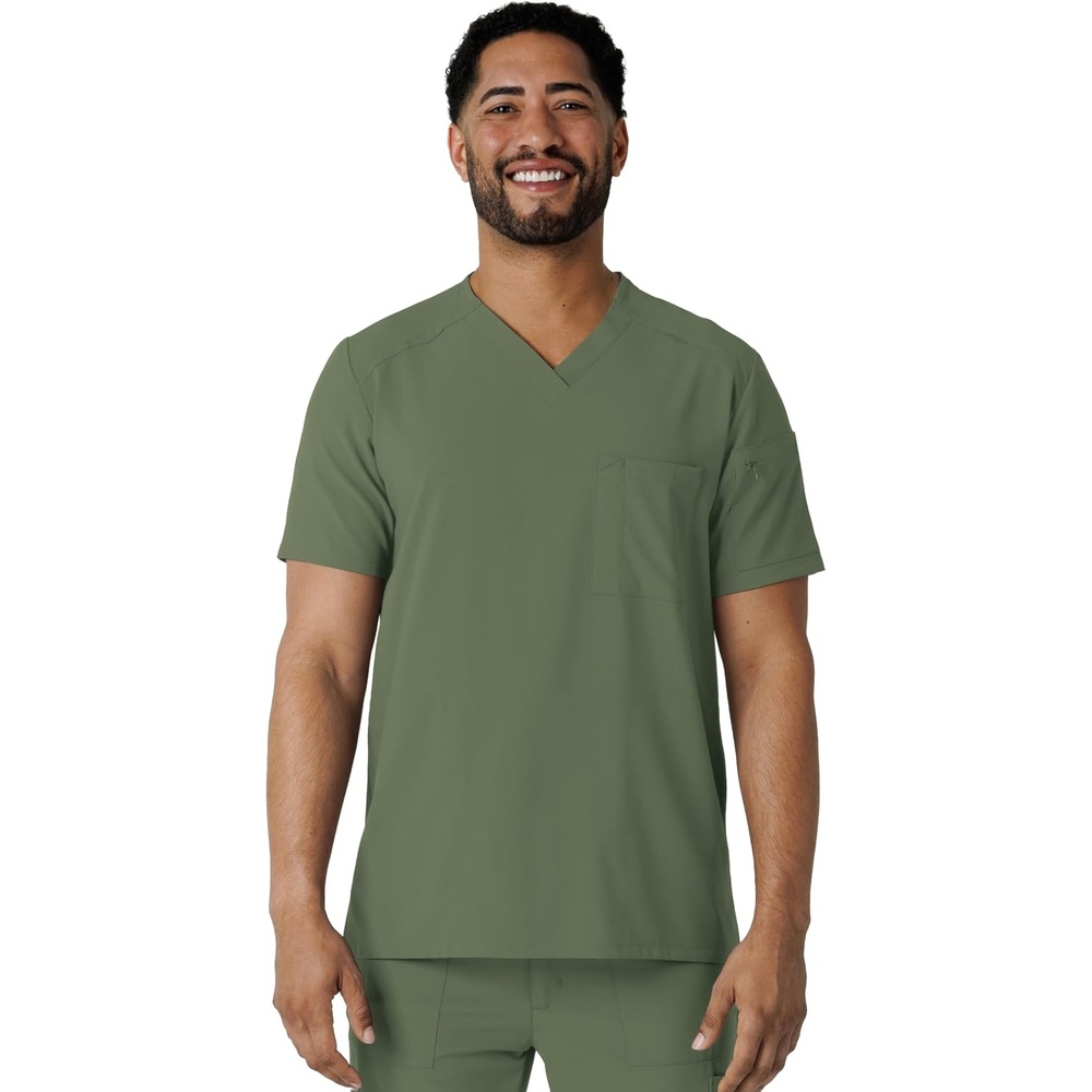 Wink Renew Men’s V-Neck 5 Pocket Scrub Top(Olive)