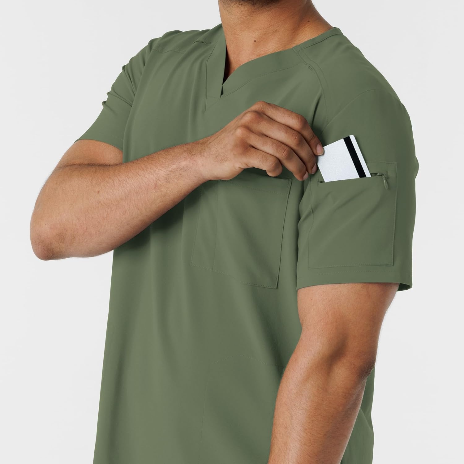 Wink Renew Men’s V-Neck 5 Pocket Scrub Top(Olive)
