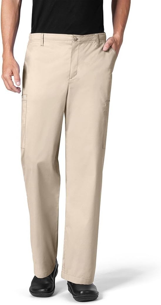 Wink W123 Men’s Flat Front Cargo Scrub Pant(Khaki)