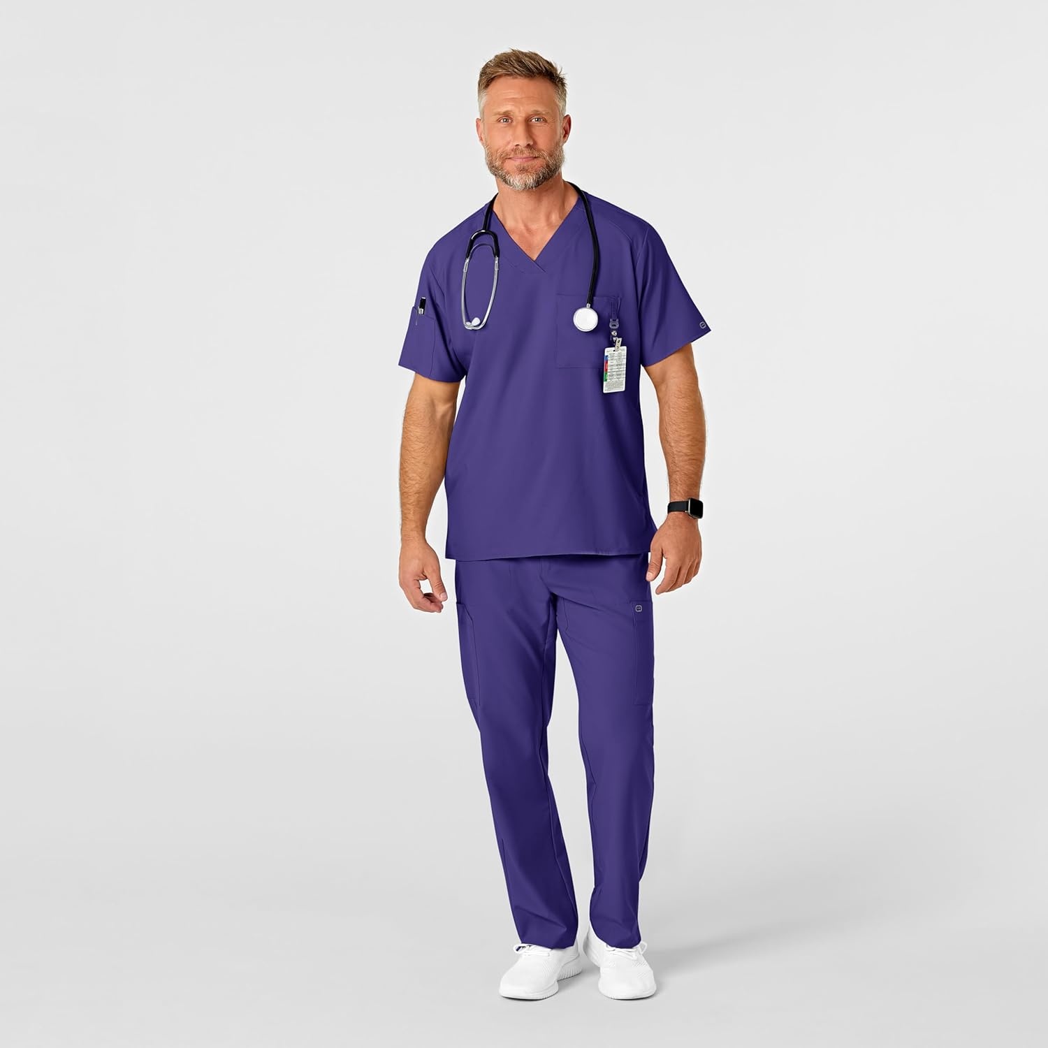 Wink W123 Men’s Flat Front Cargo Scrub Pant(Grape)