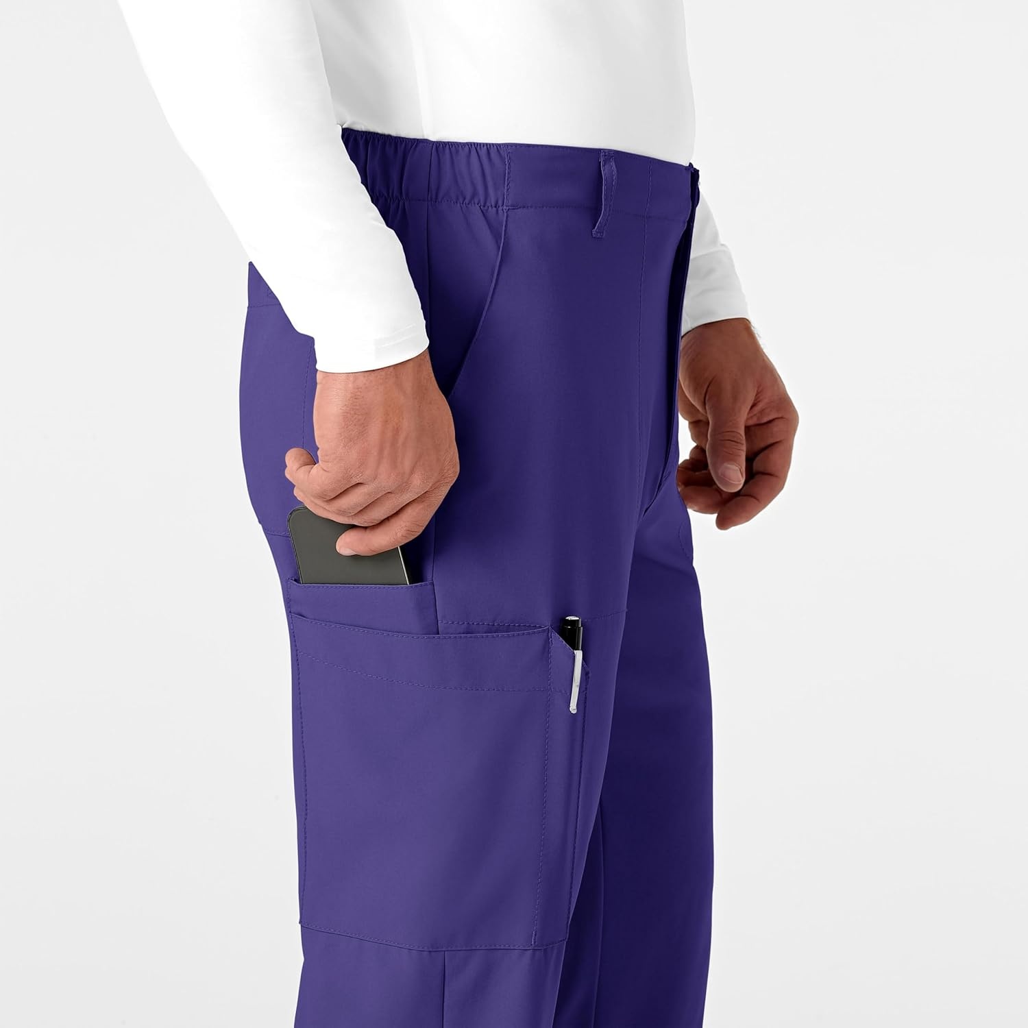 Wink W123 Men’s Flat Front Cargo Scrub Pant(Grape)