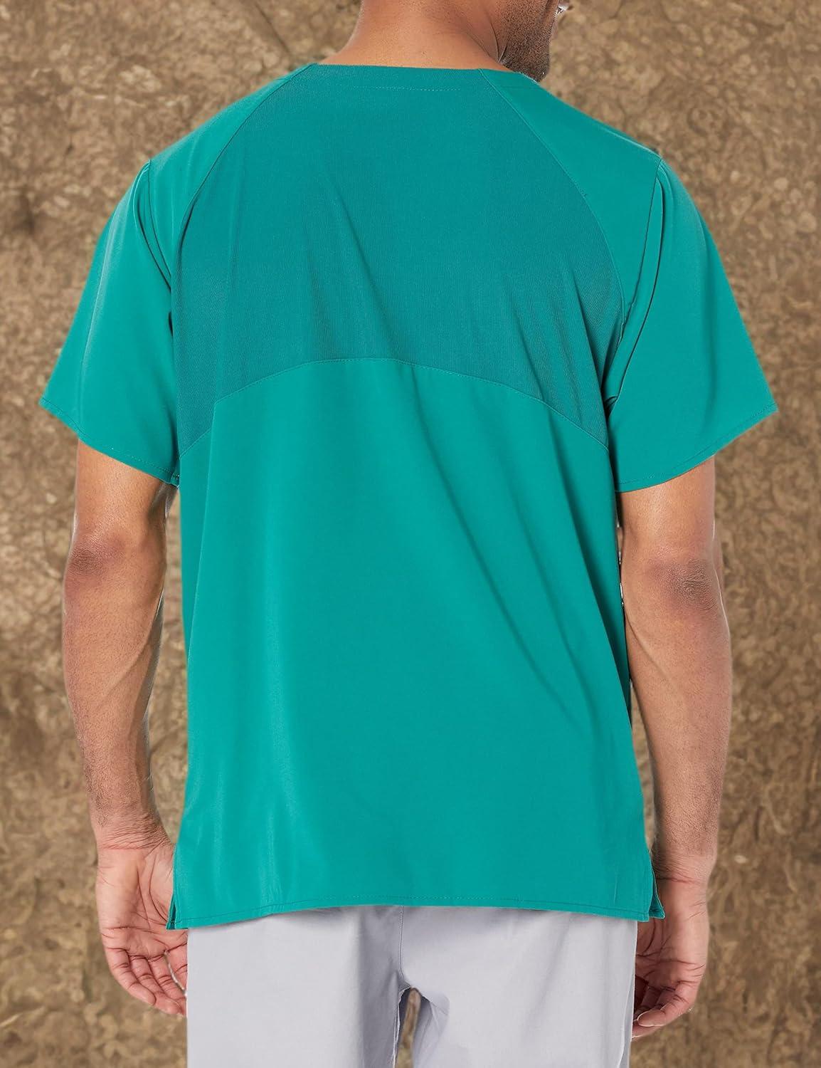 WonderWink Mens Knit Panel V-Neck Scrub Top(Hunter)