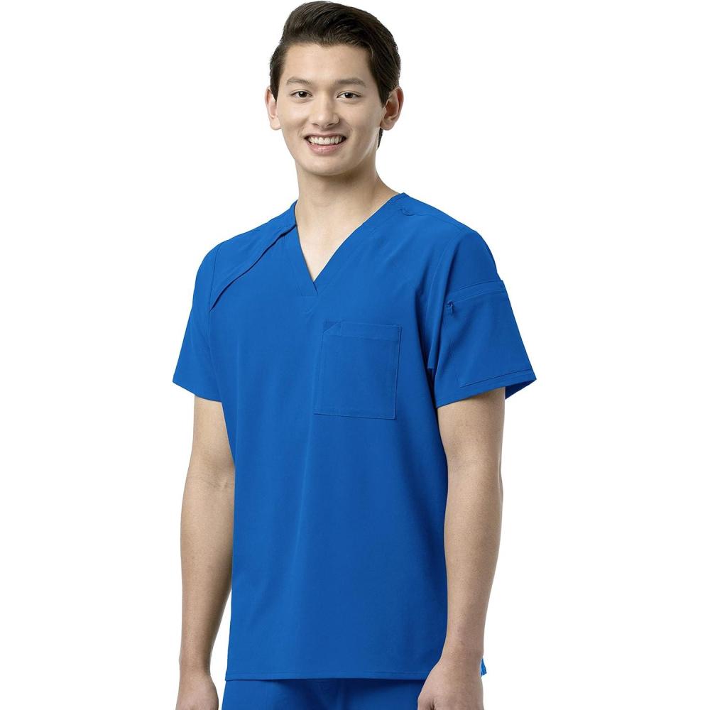 WonderWink Mens Men’s Ez Zip Scrub Top(Royal)