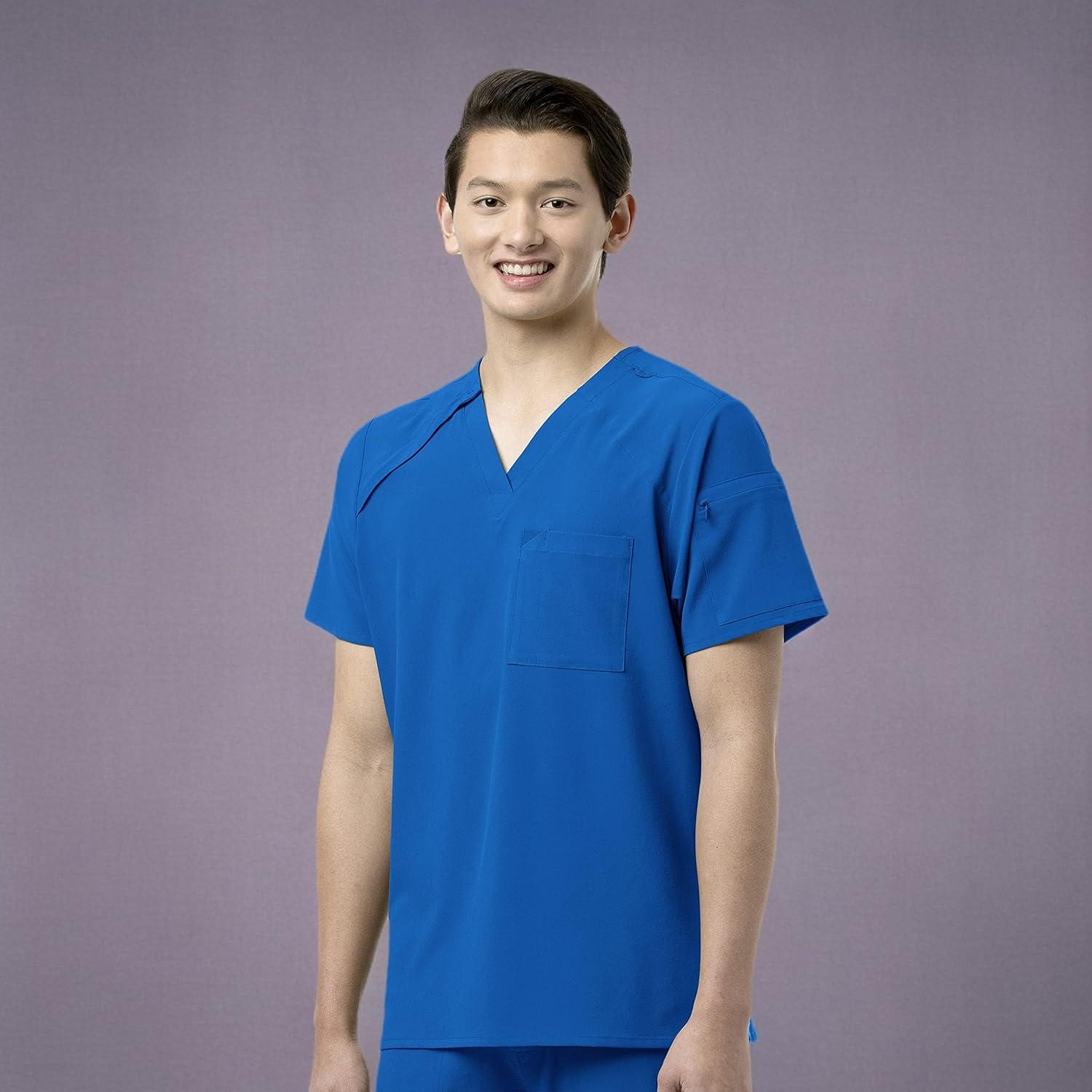WonderWink Mens Men’s Ez Zip Scrub Top(Royal)