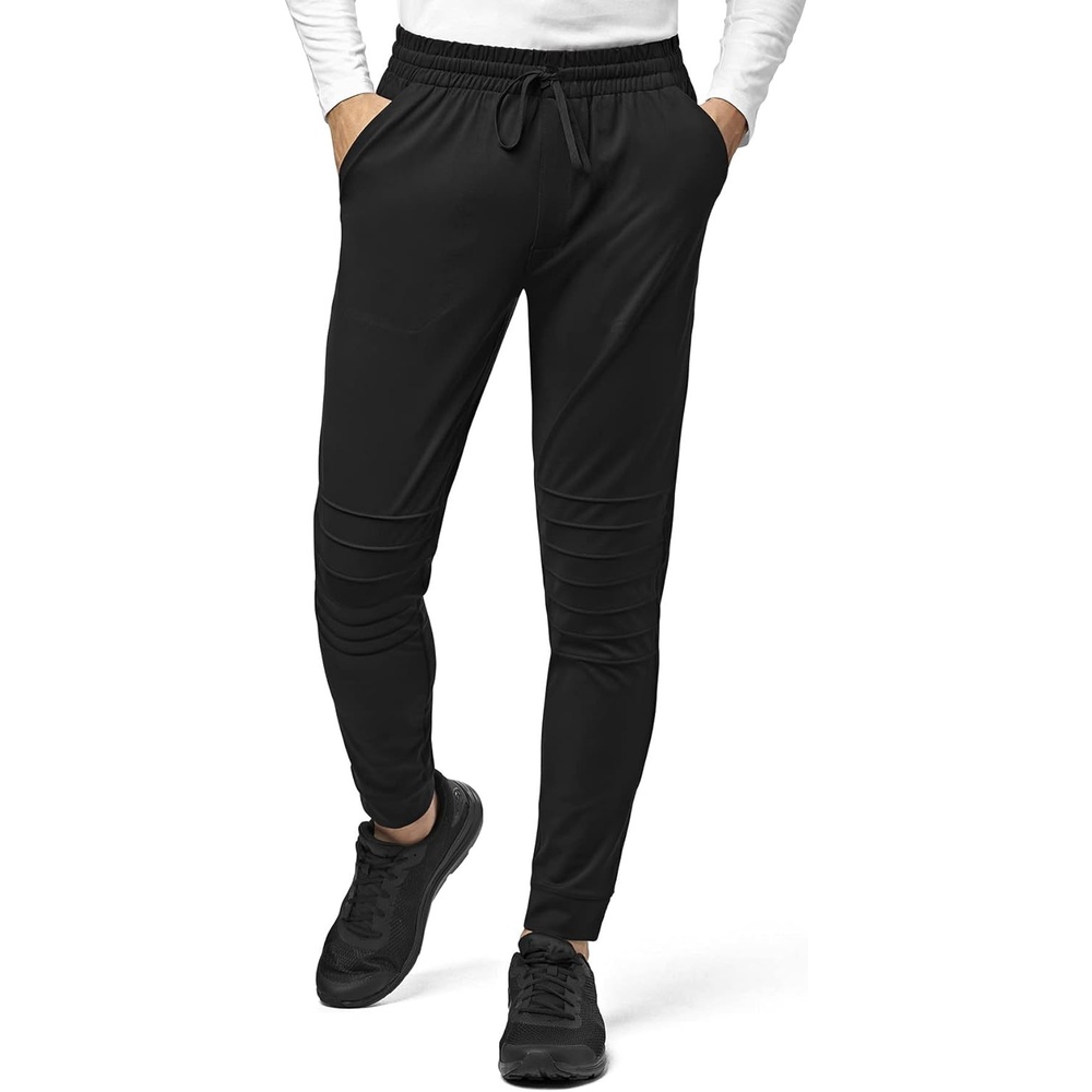 WonderWink Mens Men’s Moto Knit Jogger Pant(Black)