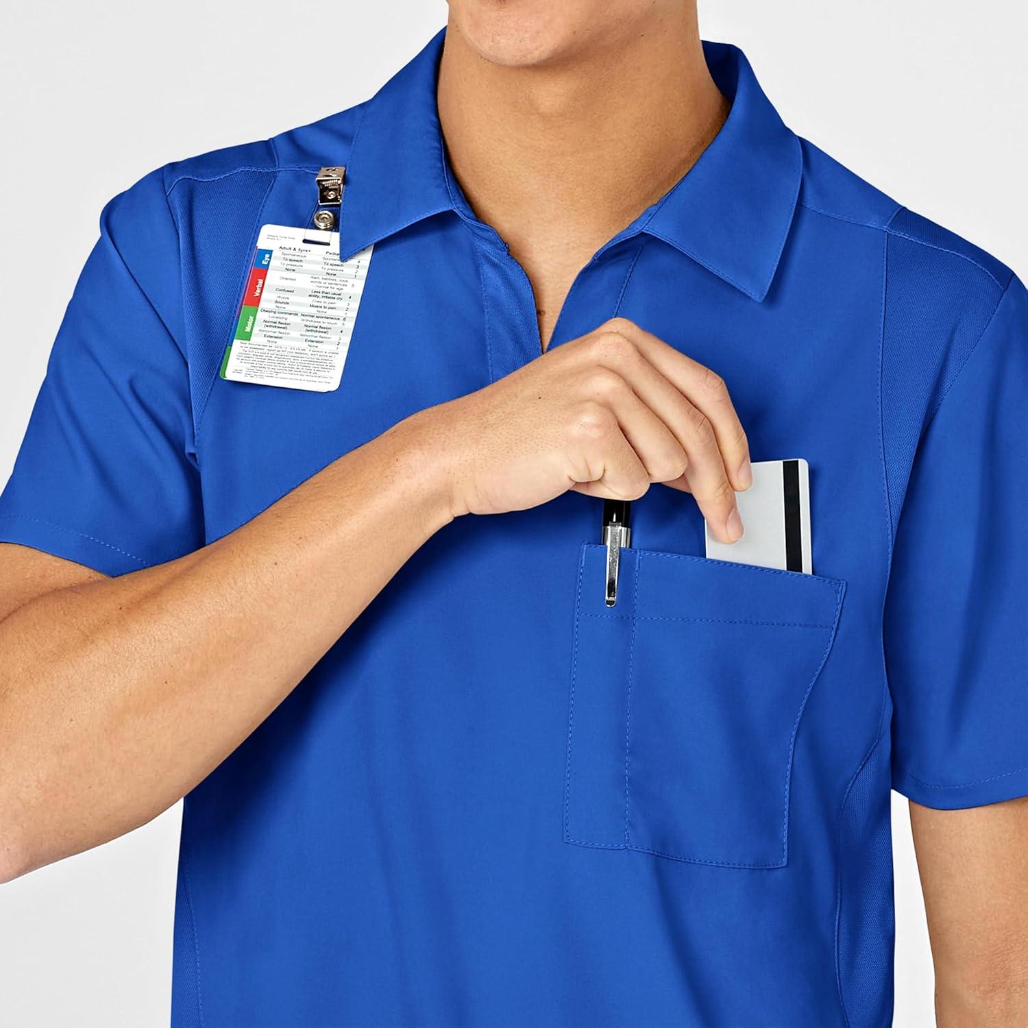 WonderWink Mens Collar Top(Royal)