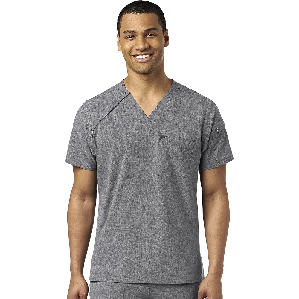 WINK Mens Scrub Top(Grey Heather)