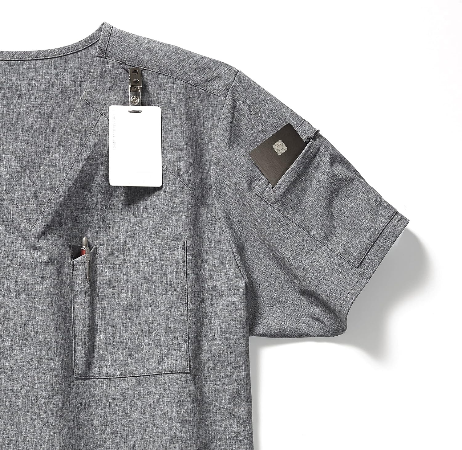WINK Mens Scrub Top(Grey Heather)