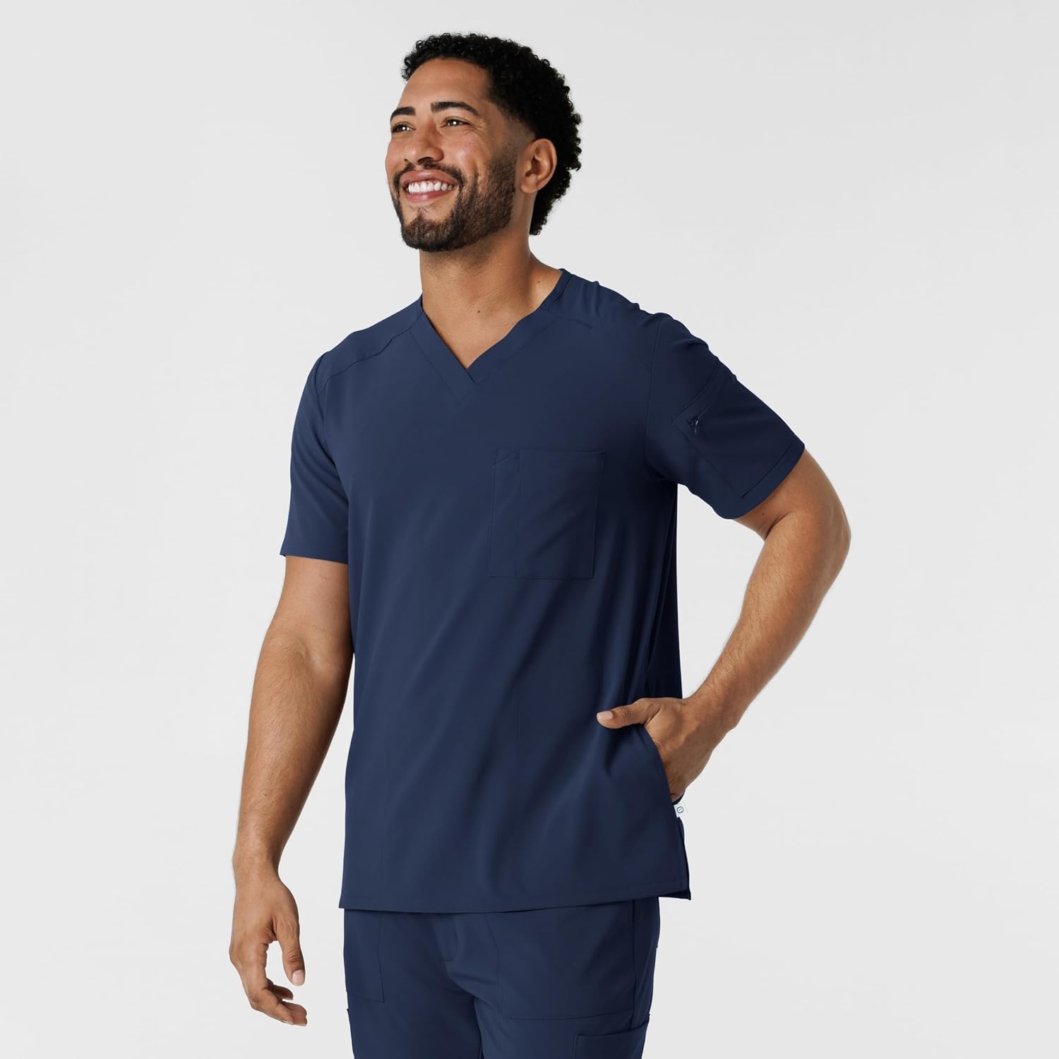 Wink Renew Men’s V-Neck 5 Pocket Scrub Top(Navy)