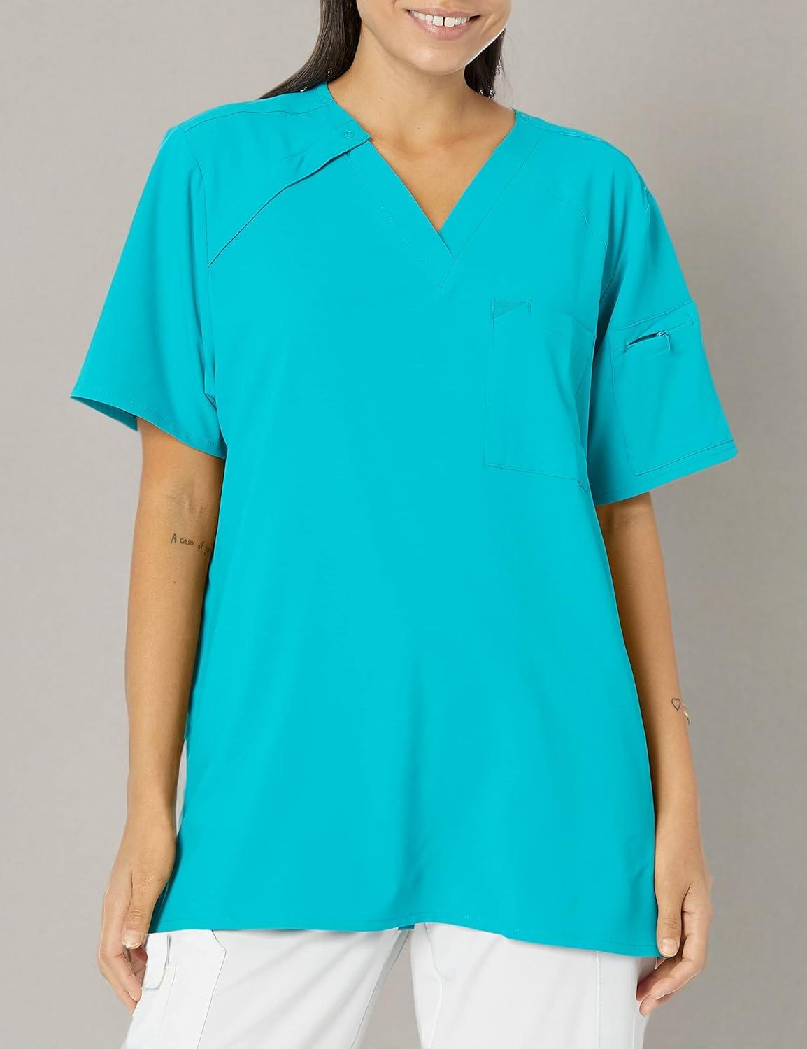 WonderWink Mens Men’s Ez Zip Scrub Top(Teal Blue)