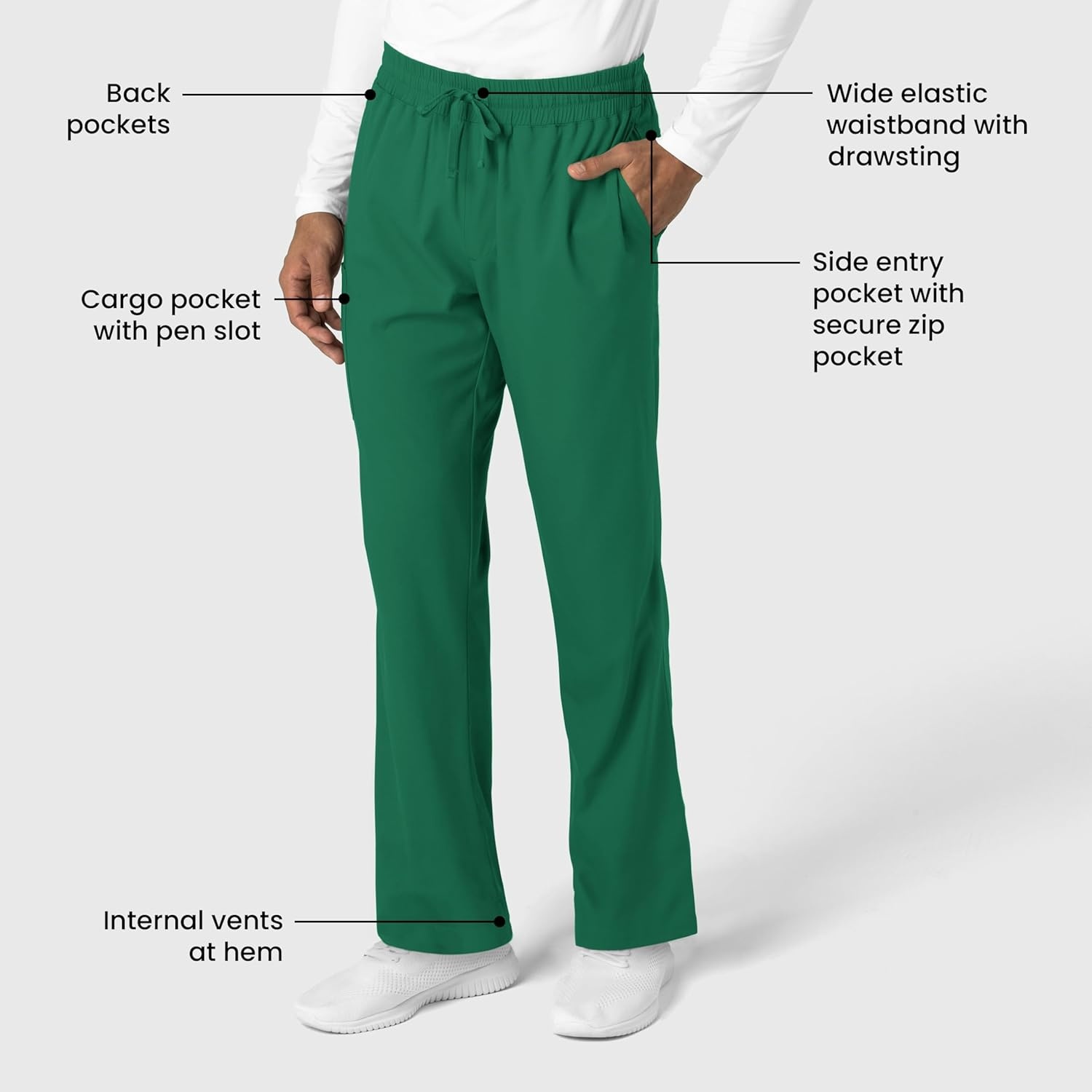 Wink Boundless Men’s Straight Leg Scrub Pant(Hunter)