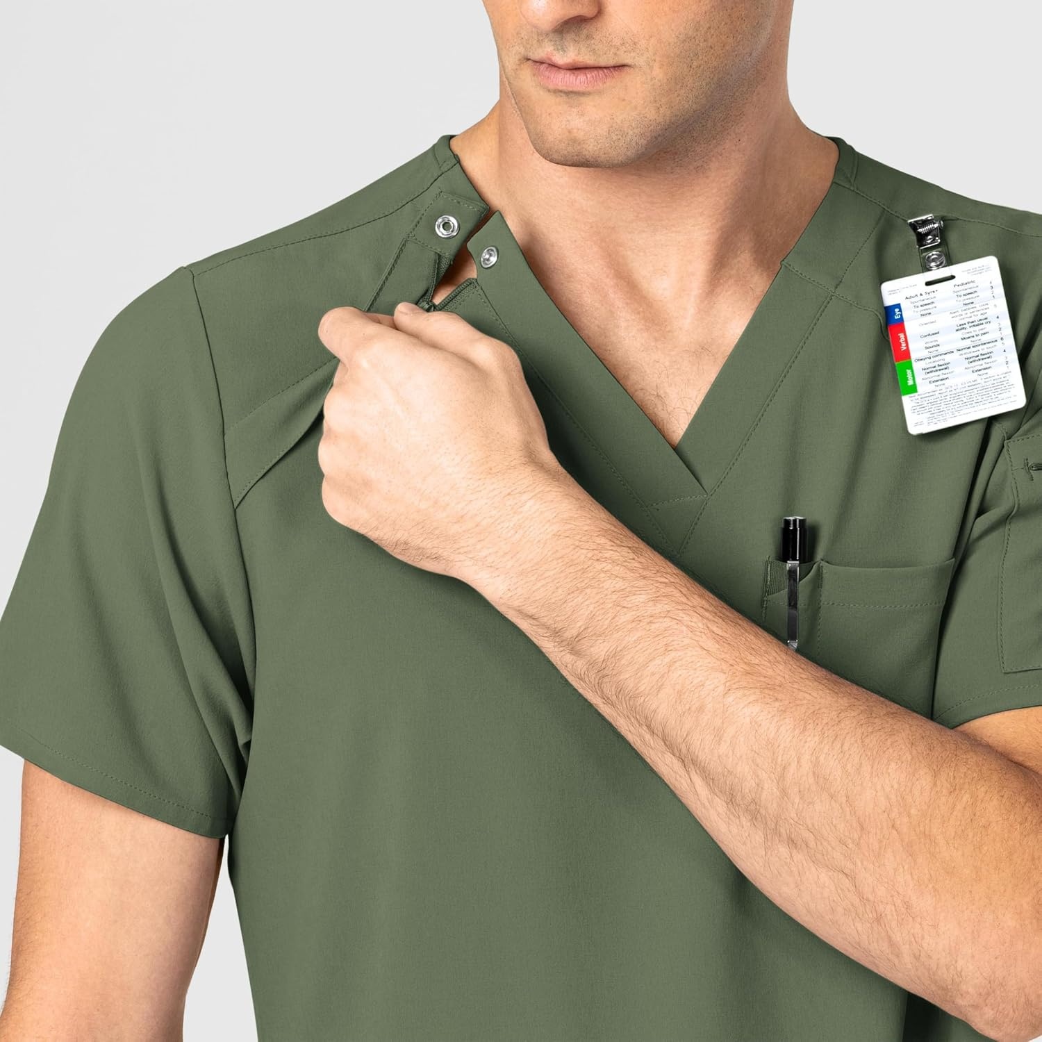 WINK Mens Scrub Top(Olive)