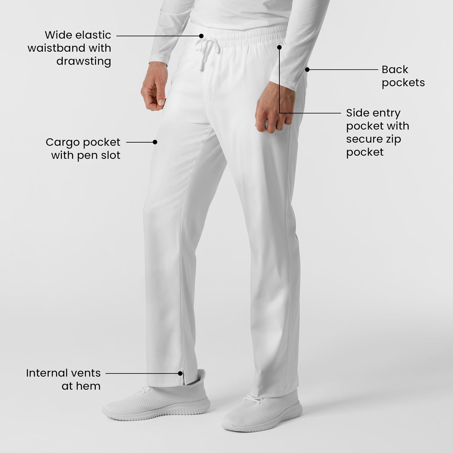 Wink Boundless Men’s Straight Leg Scrub Pant(White)