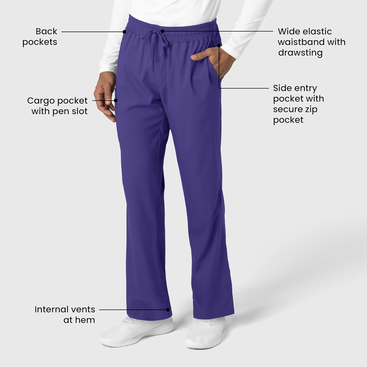 Wink Boundless Men’s Straight Leg Scrub Pant(Grape)