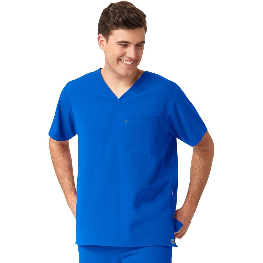 WonderWink Mens Knit Panel V-Neck Scrub Top, Royal, XL