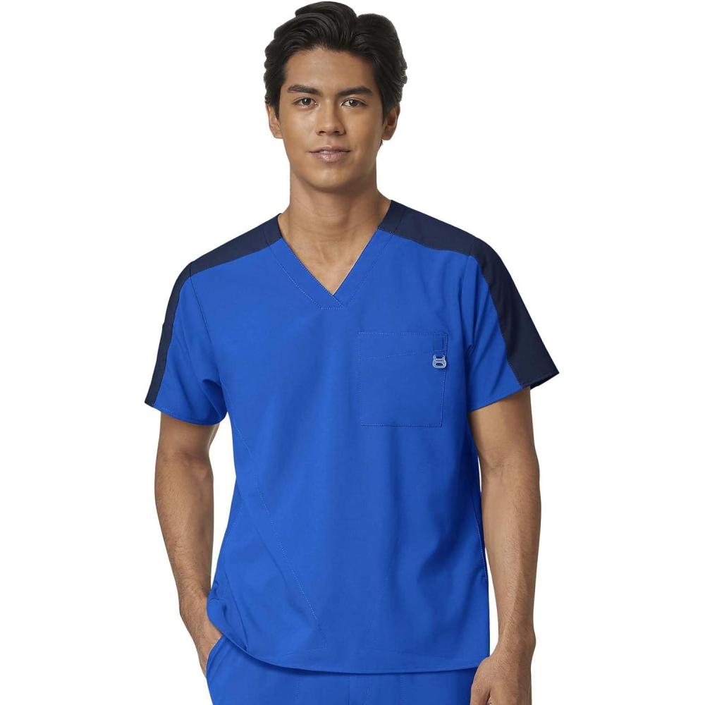WonderWink Mens Men’s Colorblock Scrub Top(Royal)