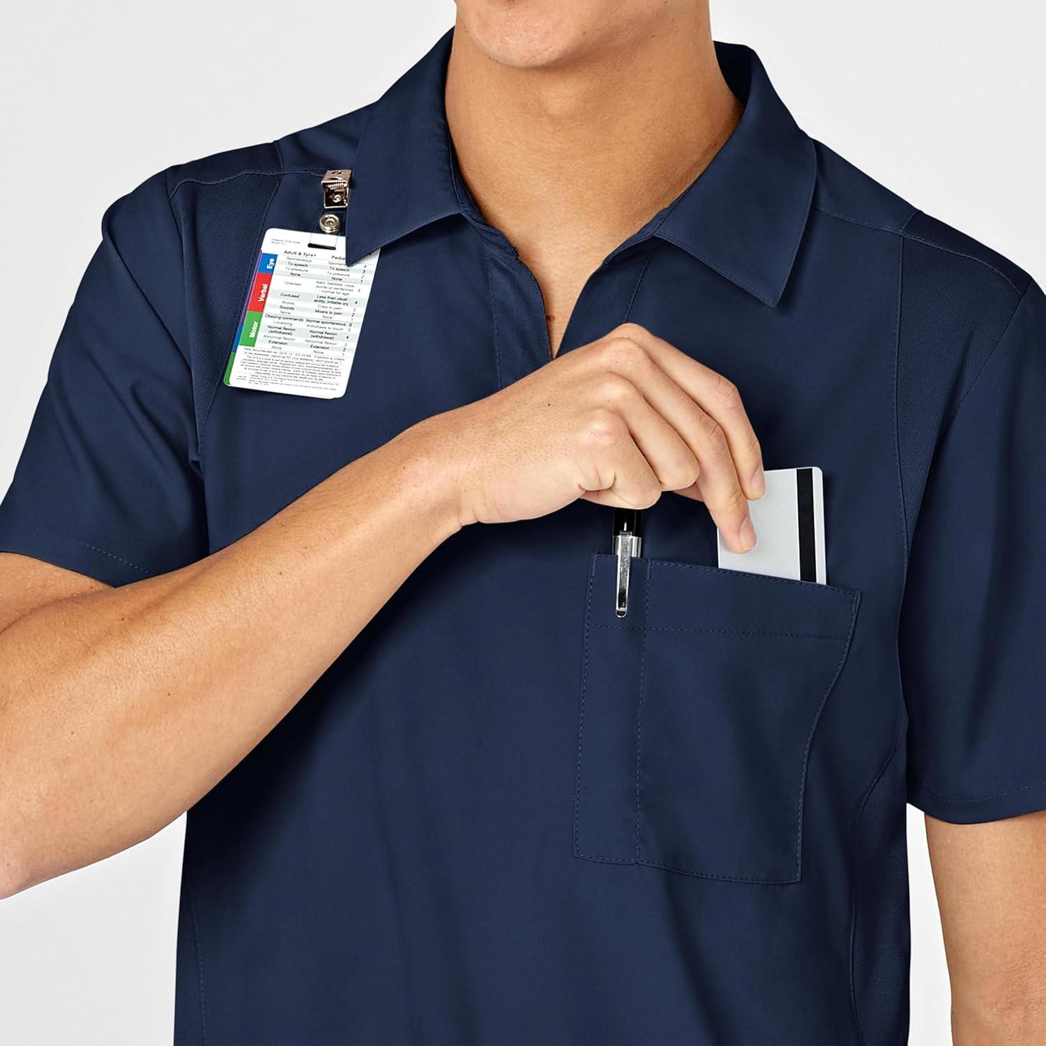 WonderWink Mens Collar Top(Navy)
