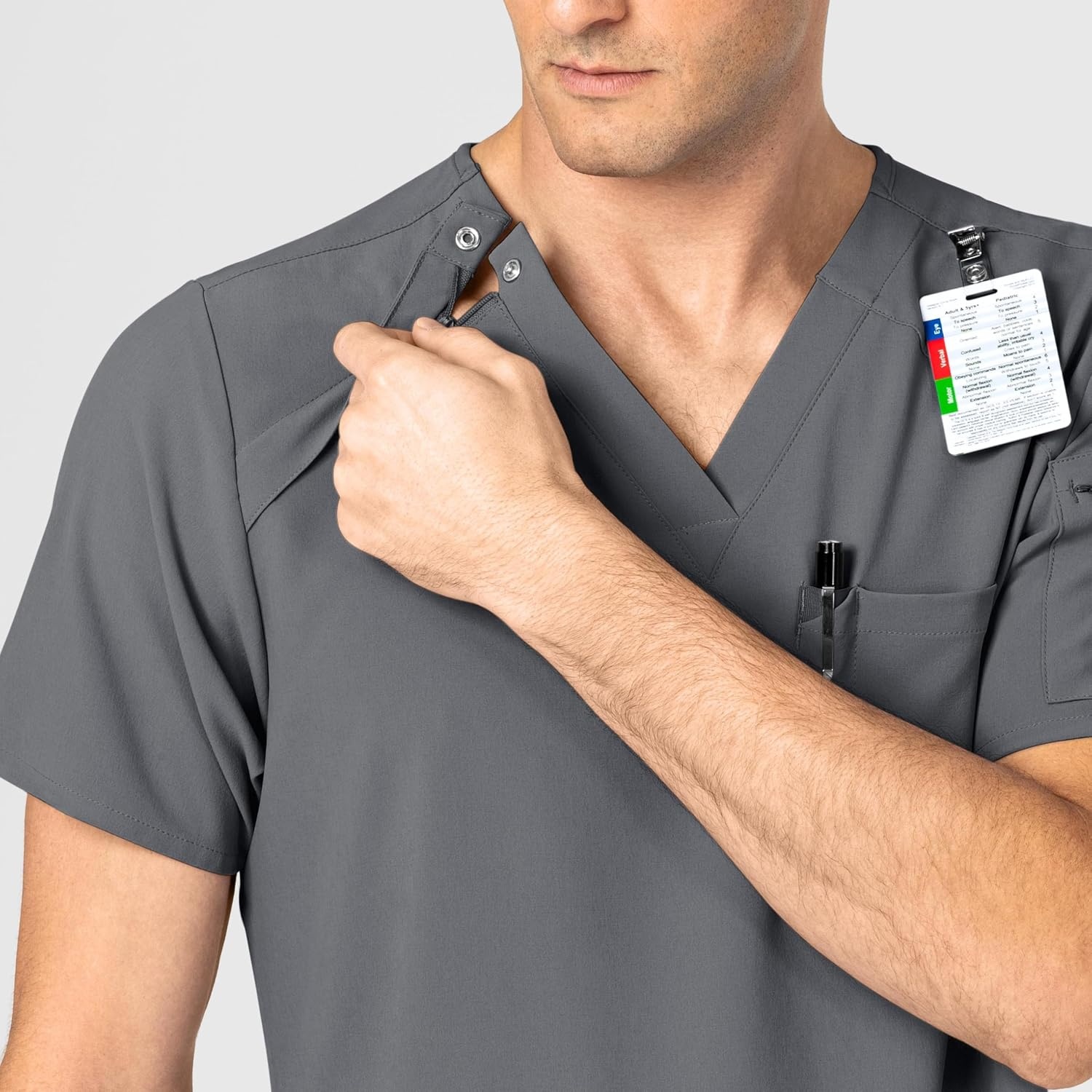 WINK Mens Scrub Top(Pewter)