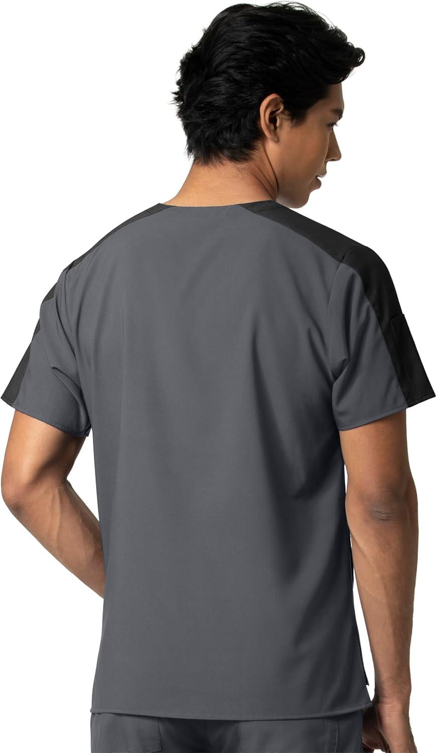 WonderWink Mens Men’s Colorblock Scrub Top(Pewter)